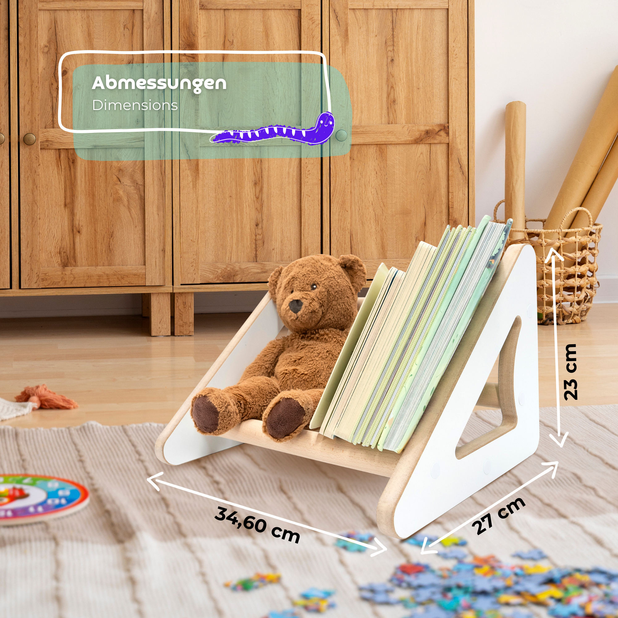 MAMOI® Children's bookcase and cabinet, Small wall bookcase, Bookshelves and children's room furniture, Montessori bookcases for children-3