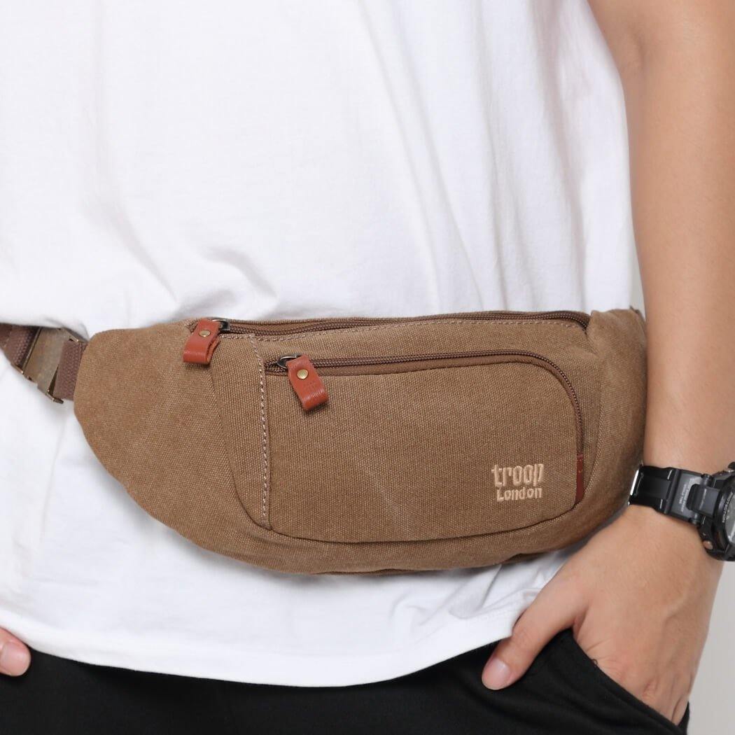 TRP1513 Troop London Classic Canvas Waist Bag (Brown)-1