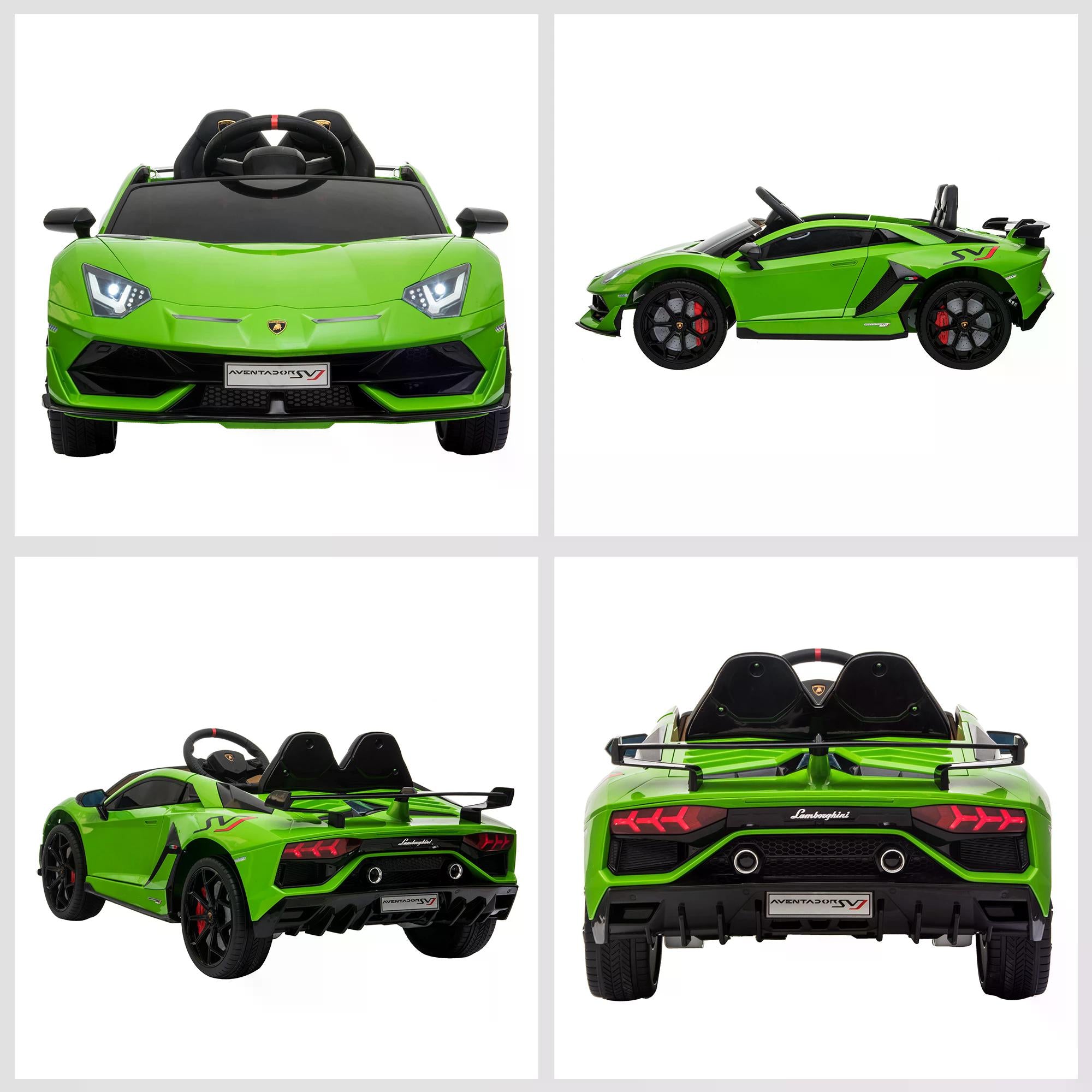 HOMCOM Compatible 12V Battery-powered Kids Electric Ride On Car Lamborghini Aventador Sports Racing Car Toy with Parental Remote Control Music Green-6