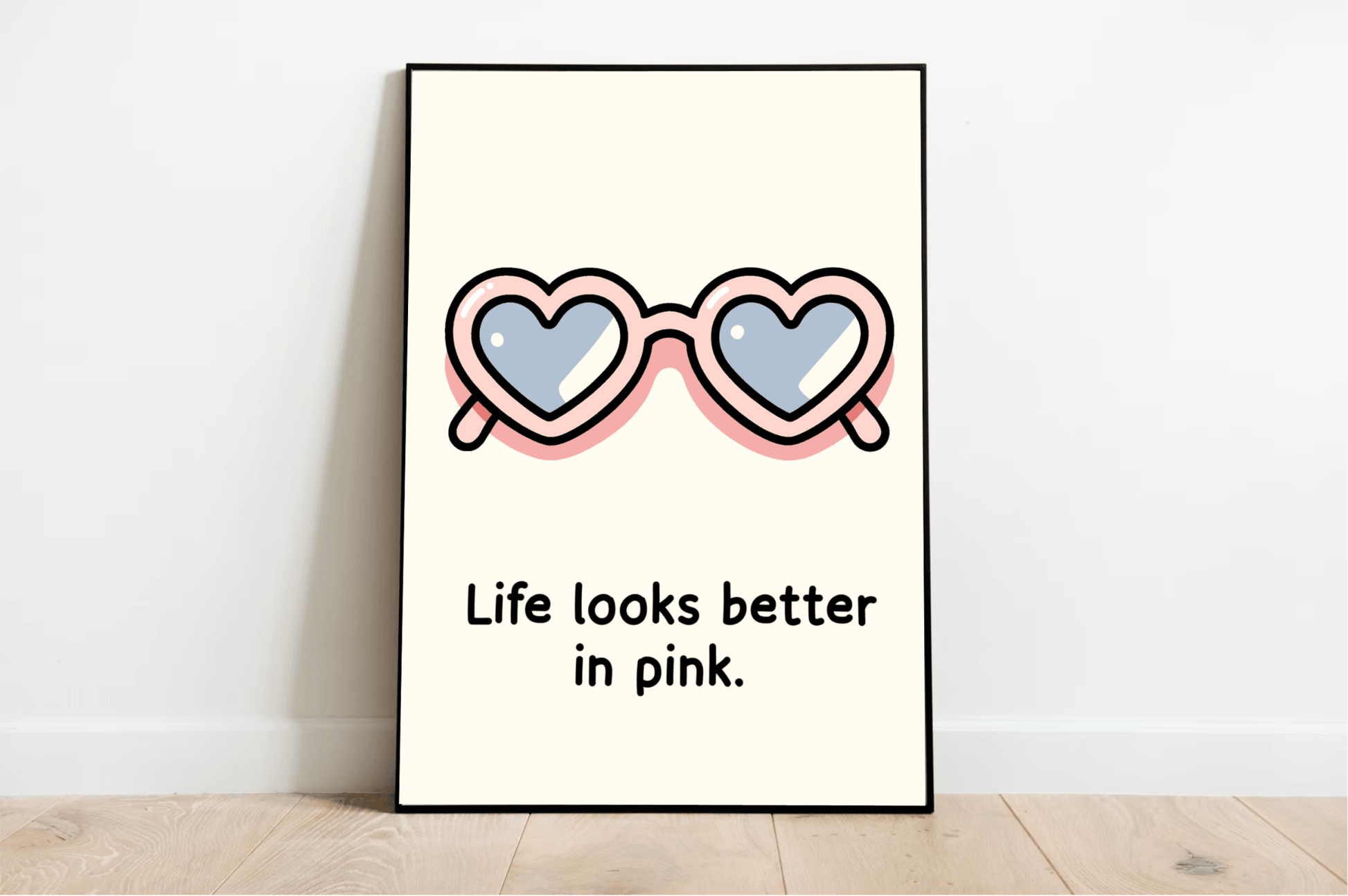 Life Looks Better in Pink – Rose Cartoon Art Print - mezetto KEOLIX KEOLIX