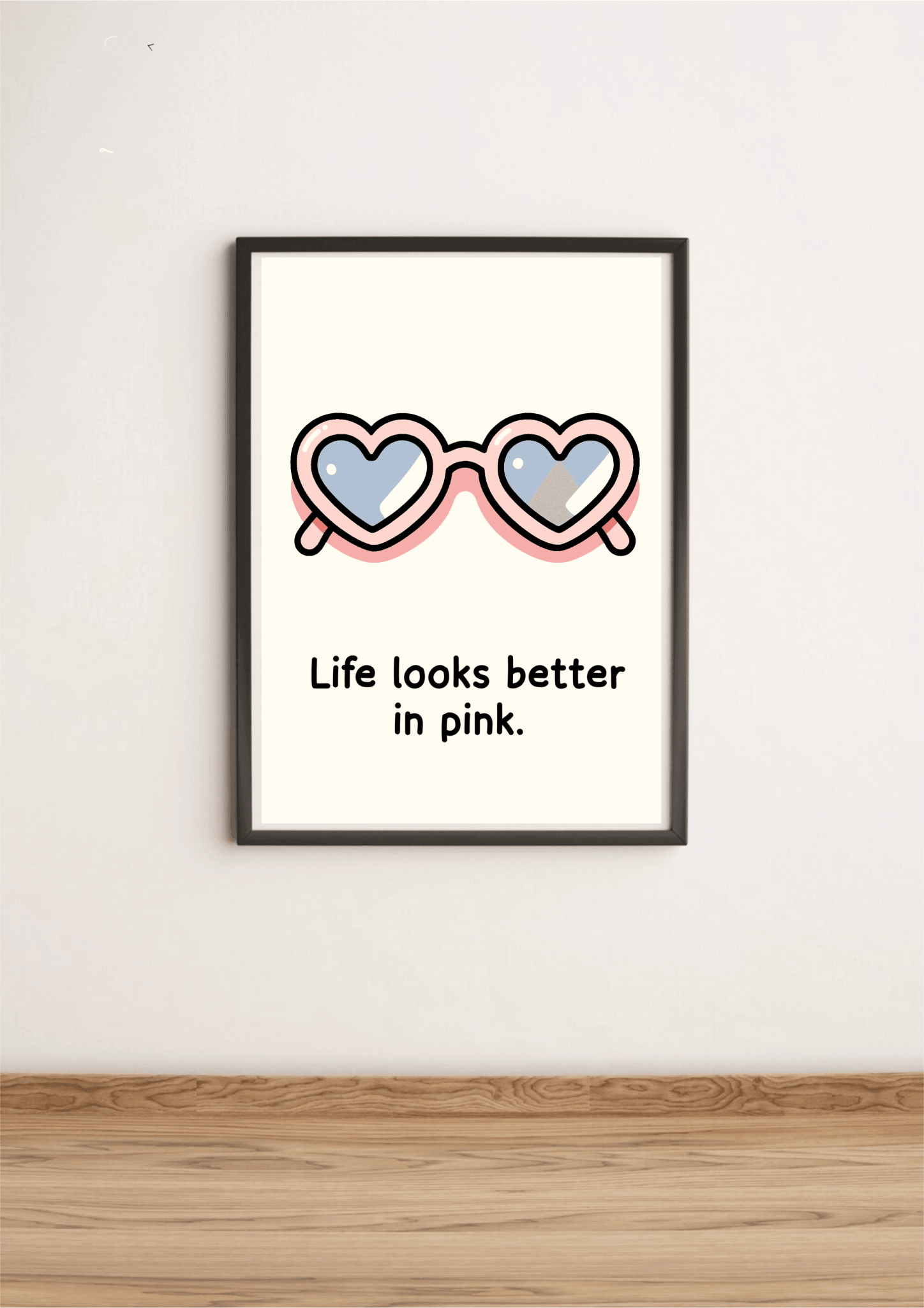 Life Looks Better in Pink – Rose Cartoon Art Print - mezetto KEOLIX KEOLIX
