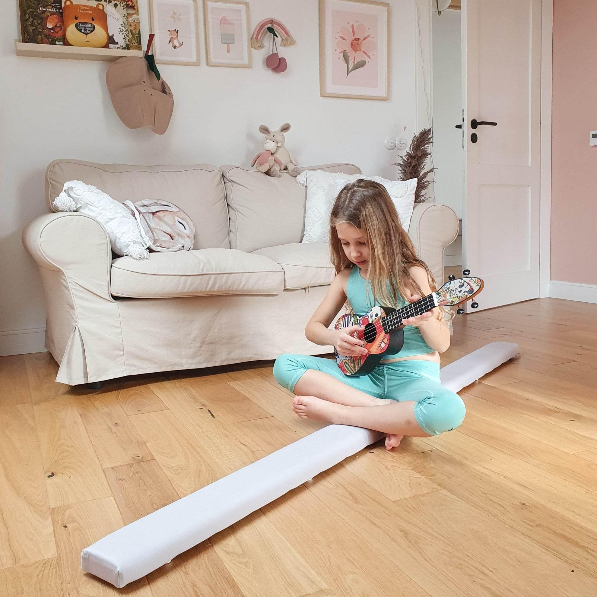 MAMOI® Gymnastics beam for kids Light grey (200 cm), Padded non-slip folding balance beam, Kids gym equipment at home, Gymnastic floor beams & bases for children-6