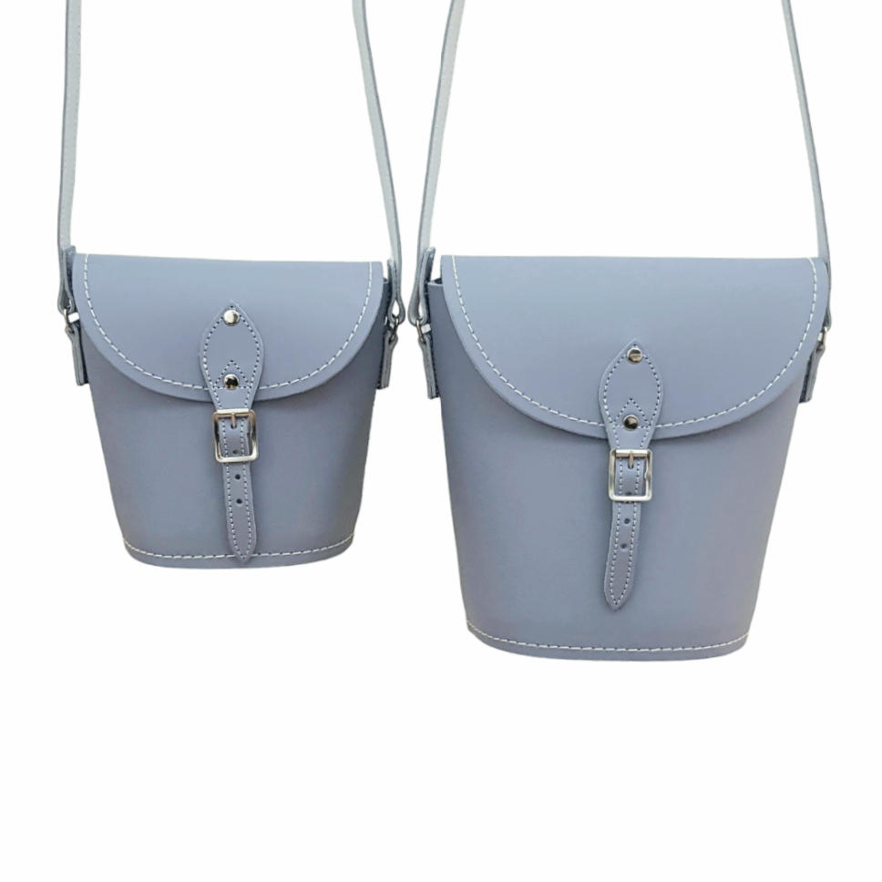 Handmade Leather Barrel Bag - Lilac Grey-3