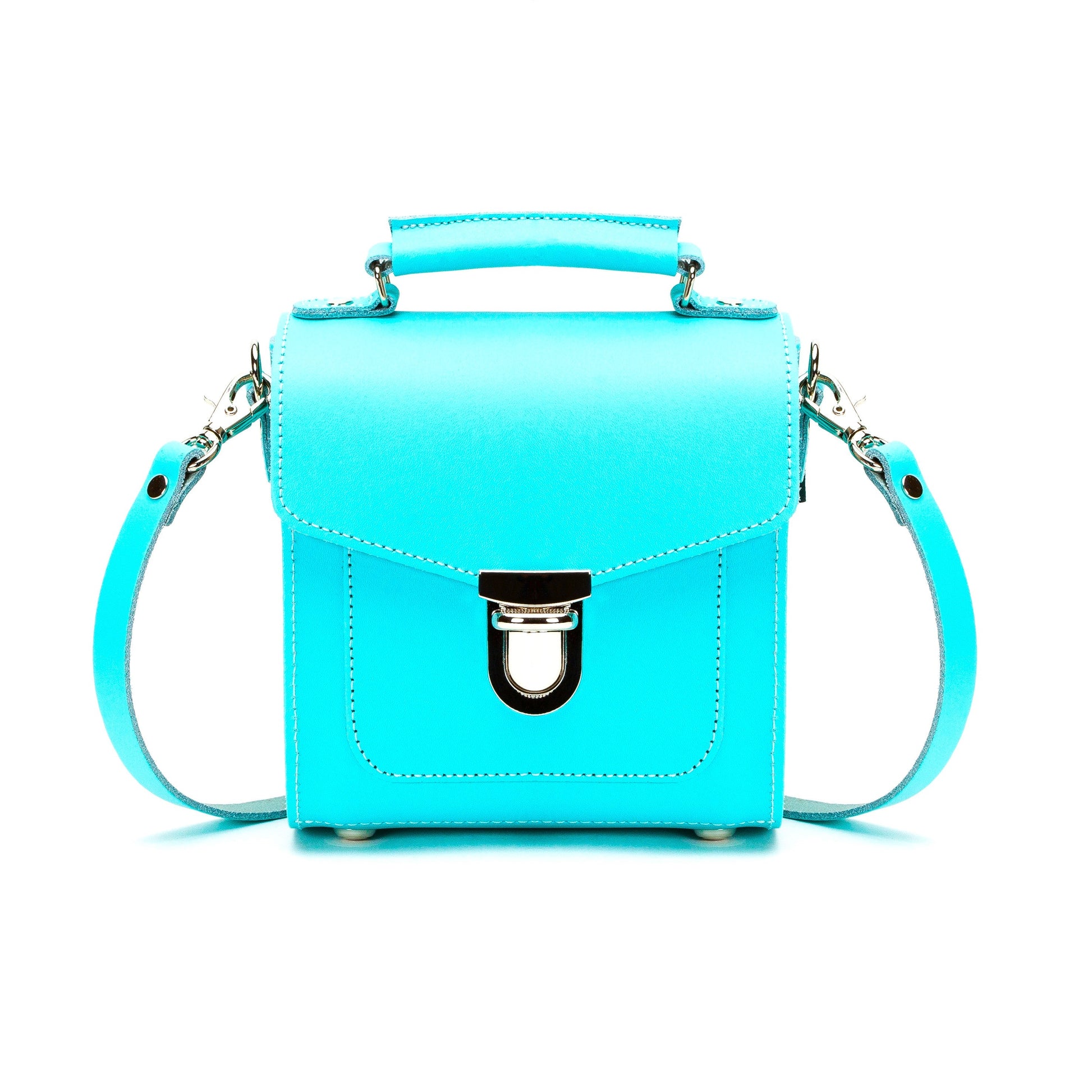Handmade Leather Sugarcube Handbag - Limpet - Shell Blue-0