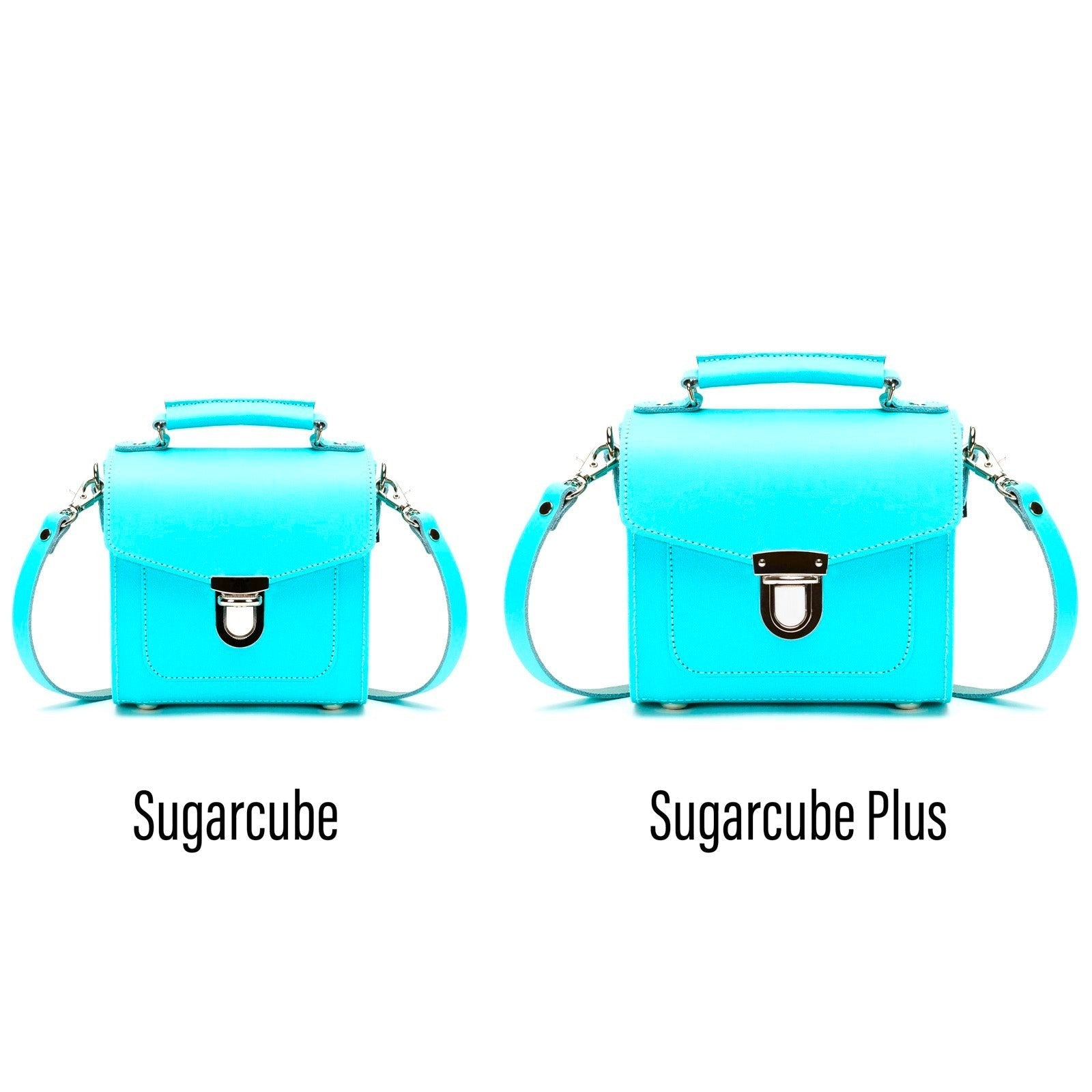 Handmade Leather Sugarcube Handbag - Limpet - Shell Blue-3