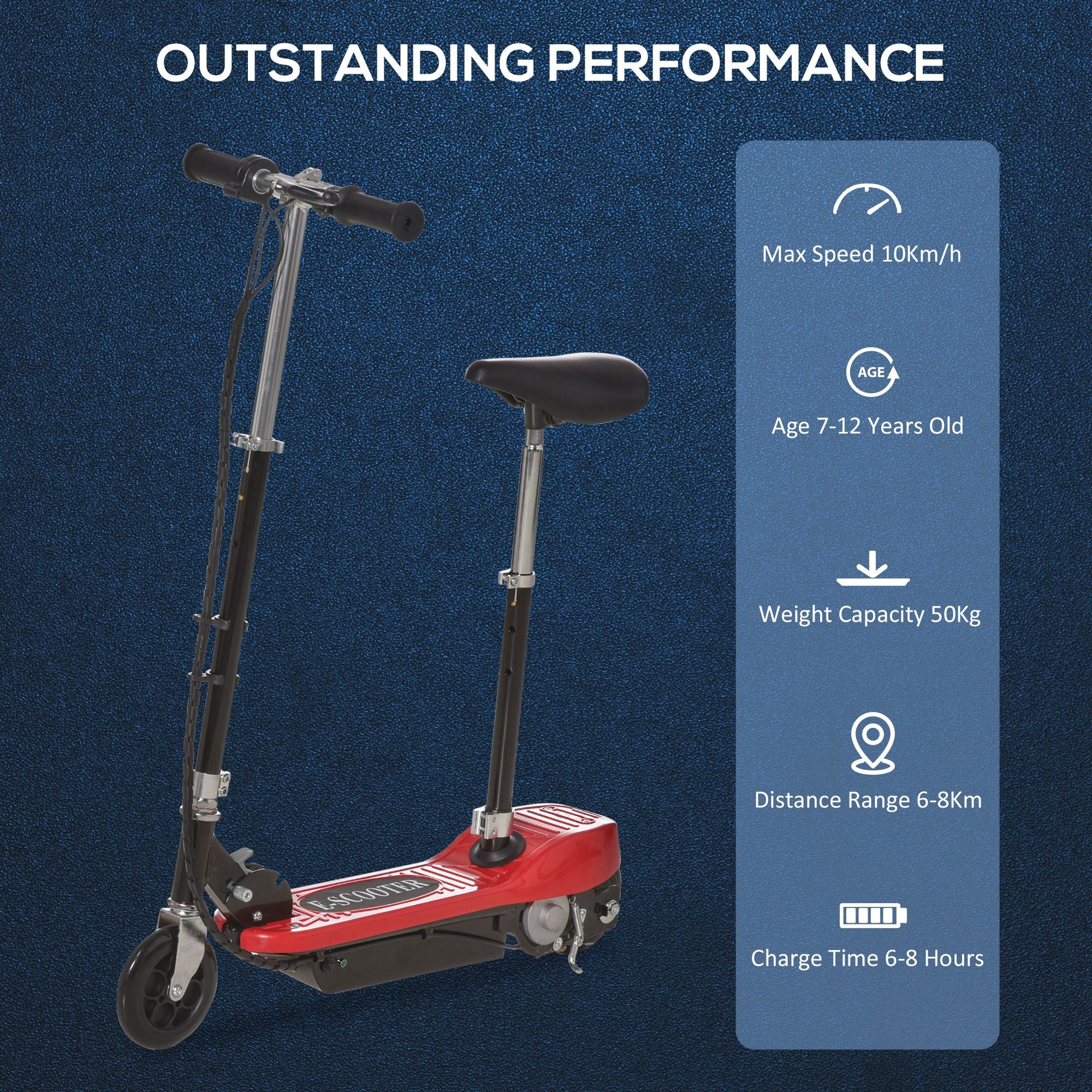 HOMCOM Outdoor Ride On Powered Scooter for kids Sporting Toy 120W Motor Bike 2 x 12V Battery - Red-2