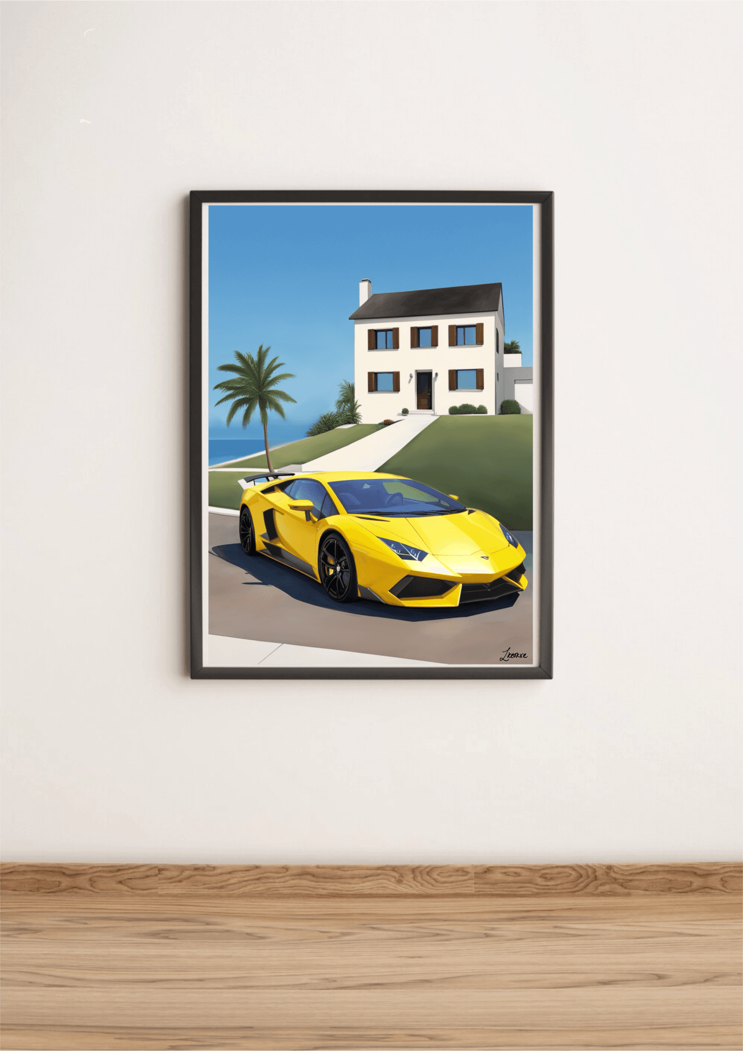 Luxury Car Print | Oceanfront Supercar Wall Art Decor - mezetto KEOLIX KEOLIX