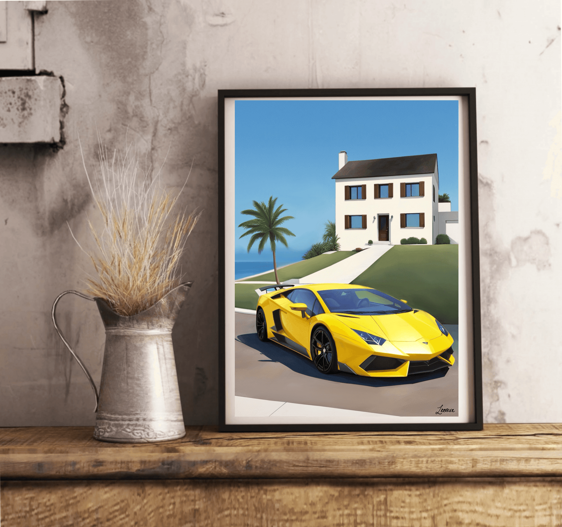 Luxury Car Print | Oceanfront Supercar Wall Art Decor - mezetto KEOLIX KEOLIX