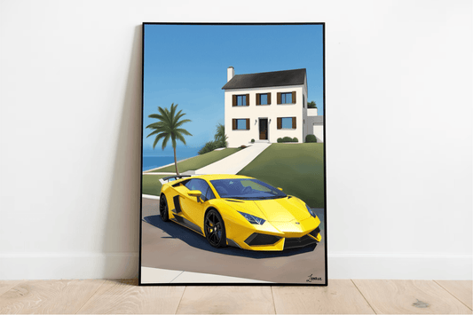 Luxury Car Print | Oceanfront Supercar Wall Art Decor - mezetto KEOLIX KEOLIX