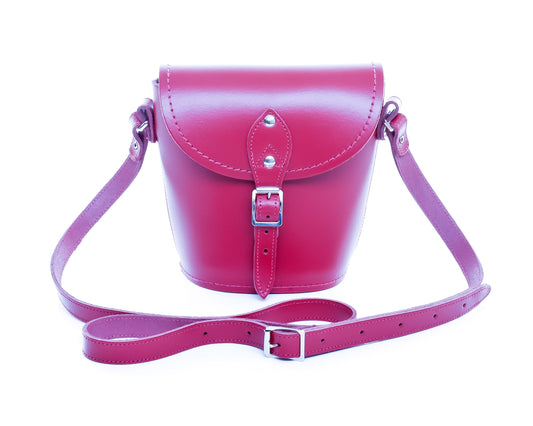 Handmade Leather Barrel Bag - Magenta-0