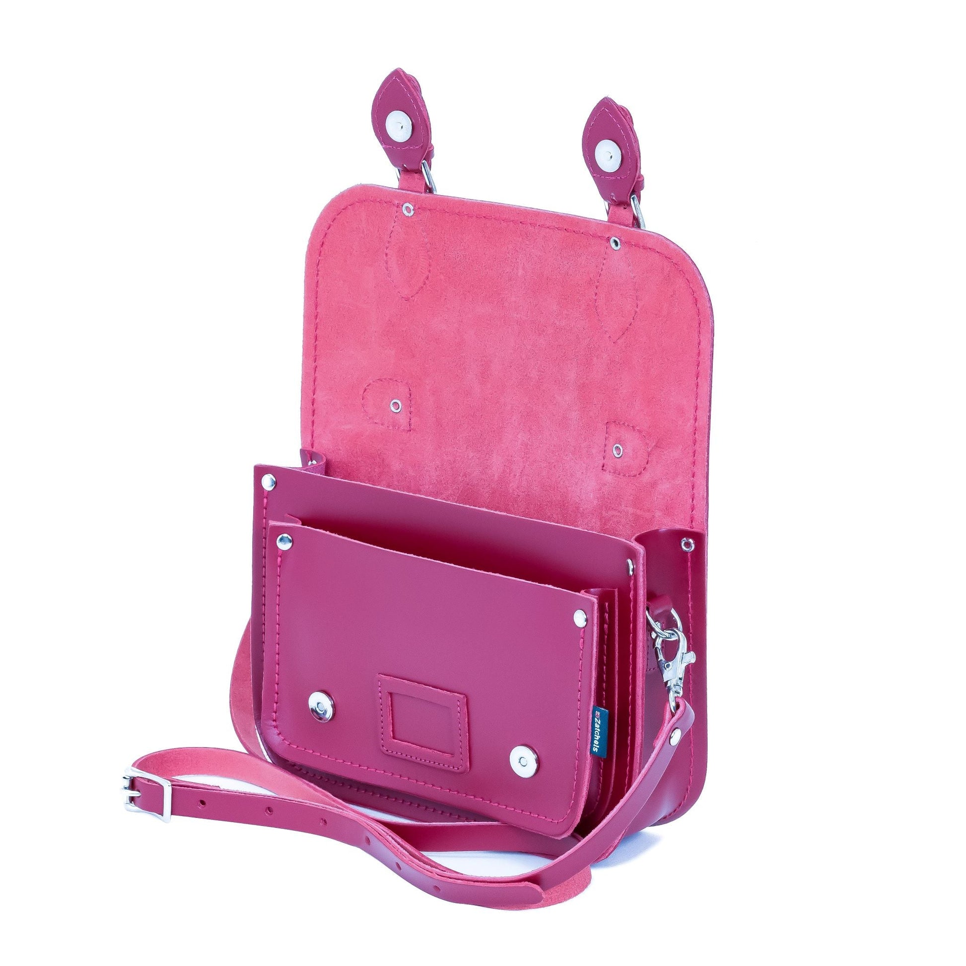 Leather Midi Satchel - Magenta-2
