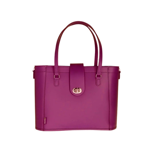Leather Mini Twist Lock Shopper Bag - Magenta-0