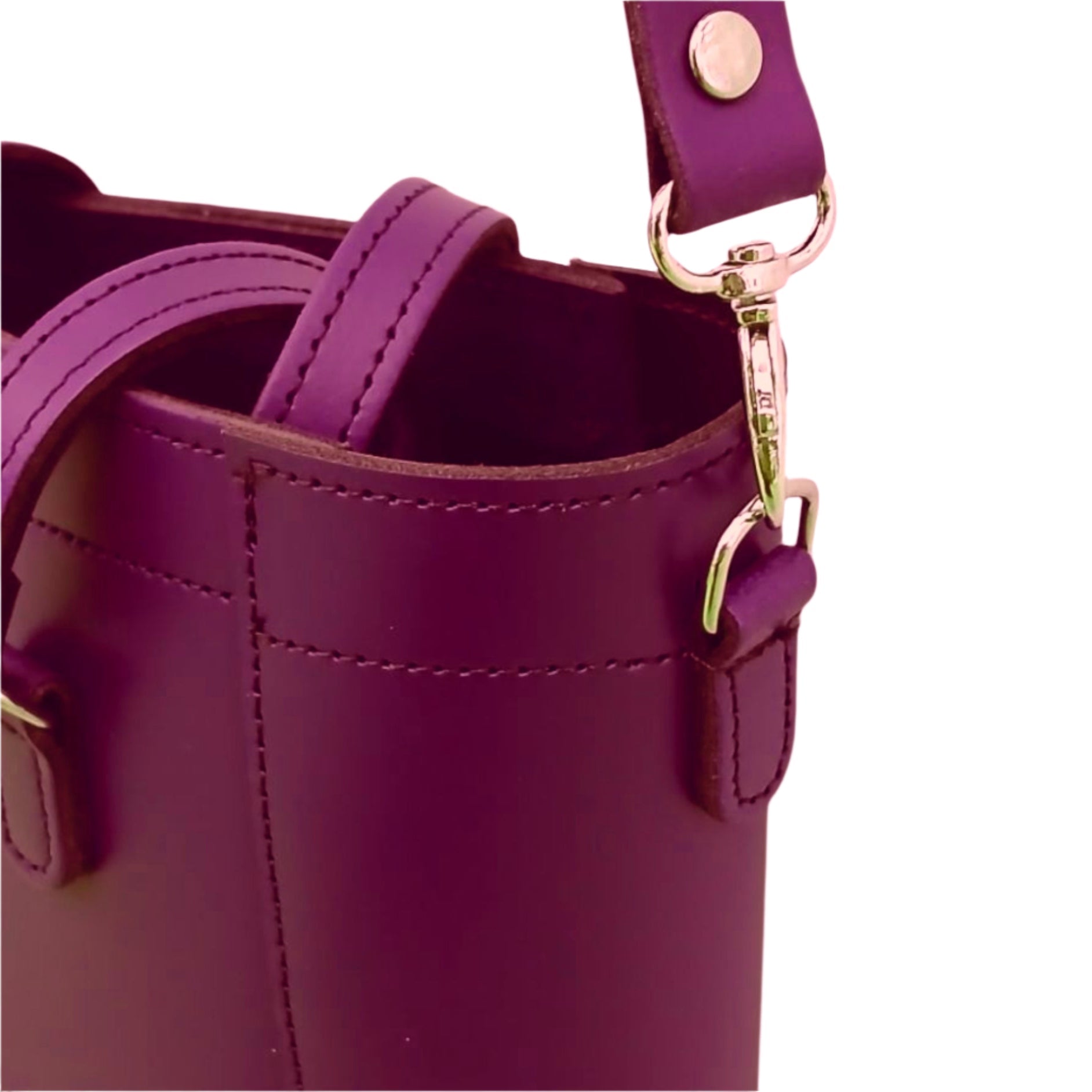 Leather Mini Twist Lock Shopper Bag - Magenta-4