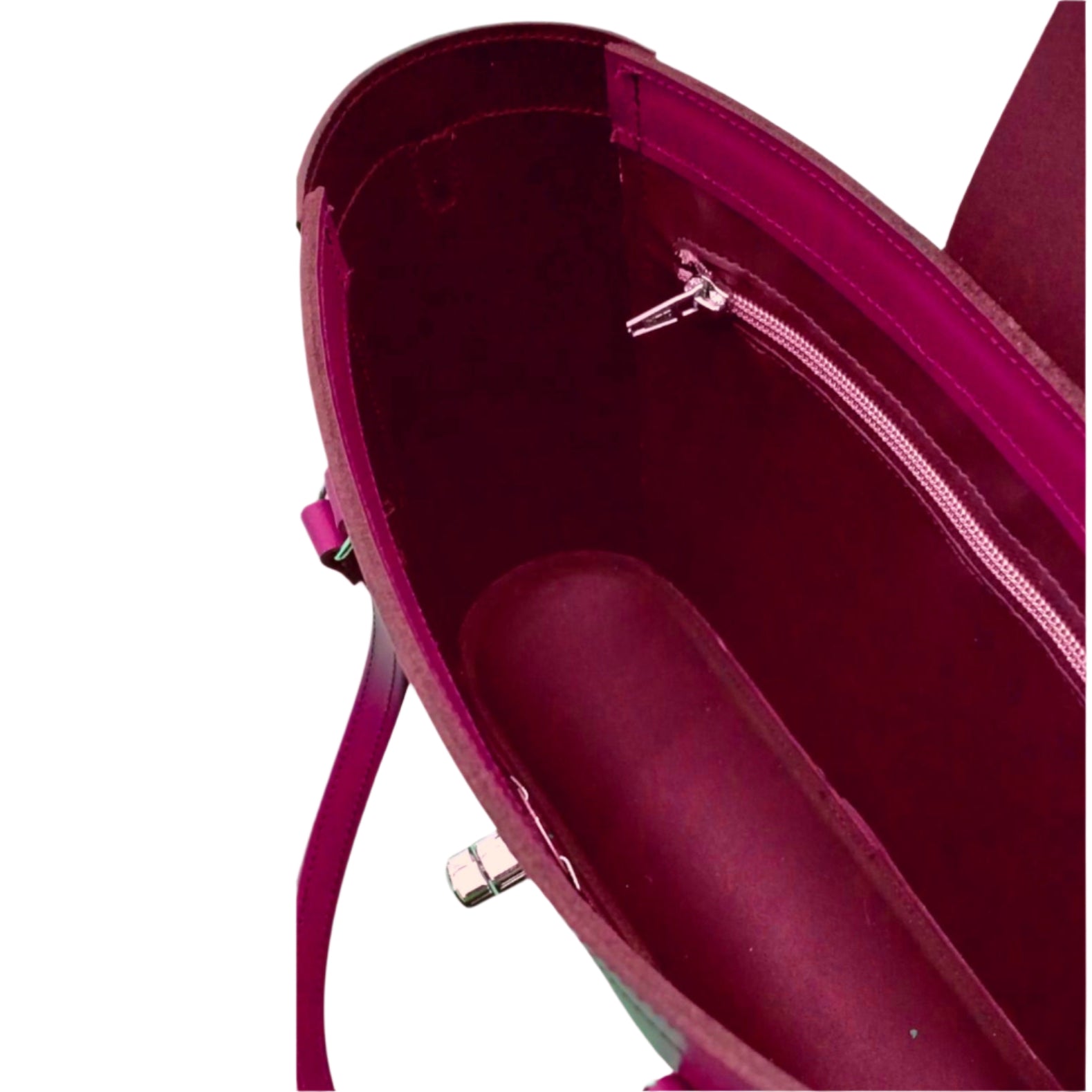 Leather Mini Twist Lock Shopper Bag - Magenta-2