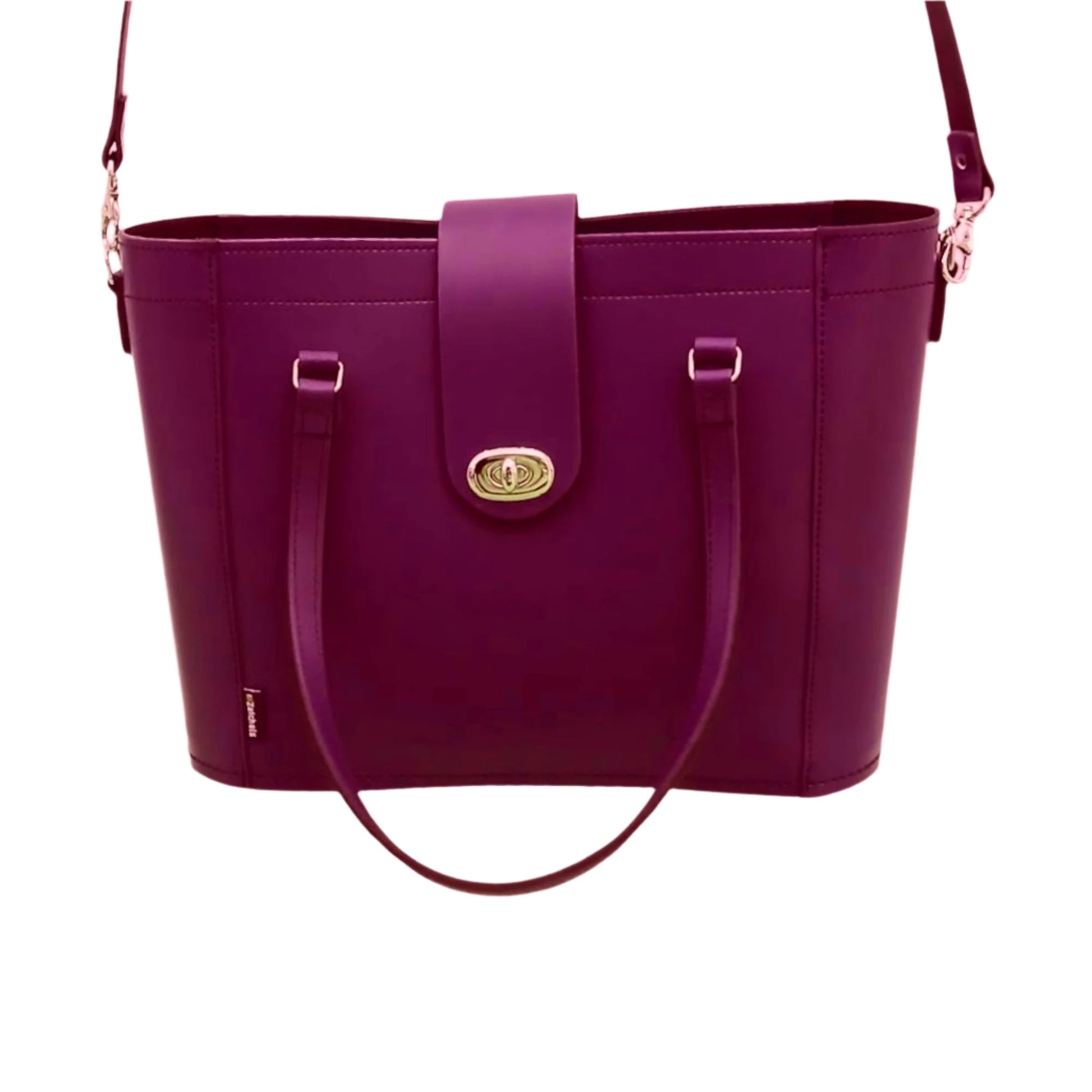Leather Mini Twist Lock Shopper Bag - Magenta-1