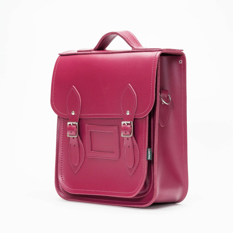 Handmade Leather City Backpack - Magenta-1
