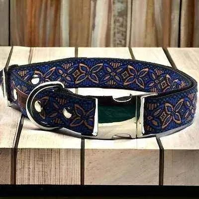 Majestic Cotton Dog Collar with Custom Engraving - mezetto