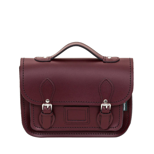 Leather Midi Satchel - Marsala Red-0
