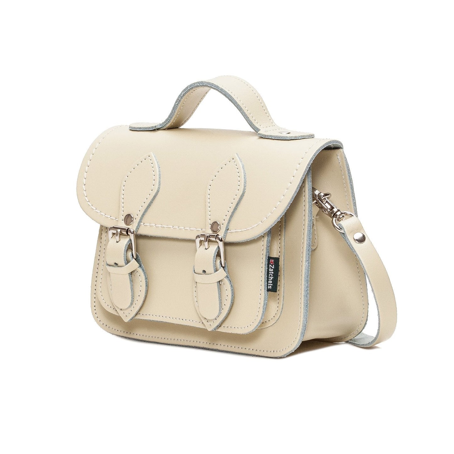 Handmade Leather Micro Satchel - Pastel Cream-1