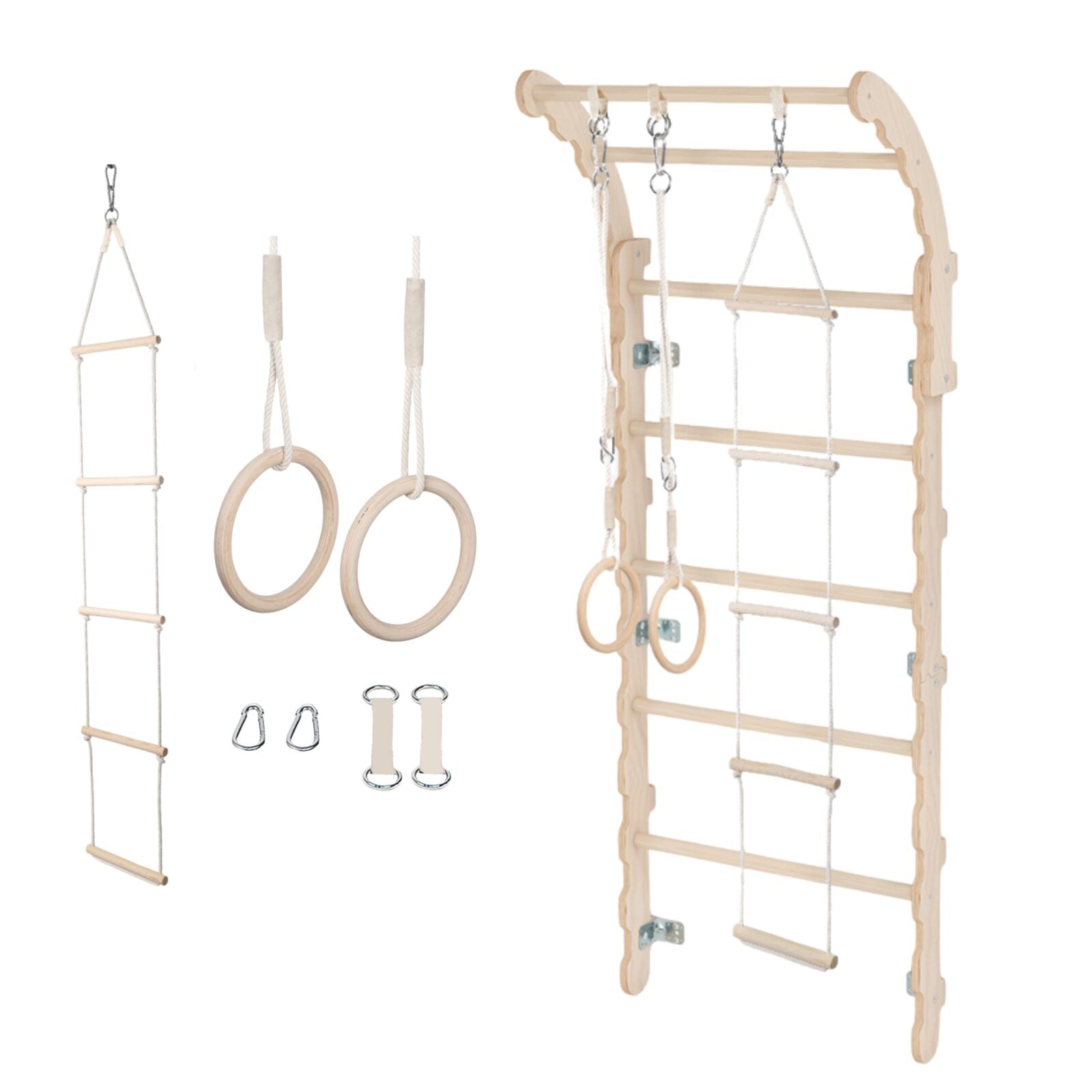 MAMOI® Swedish ladder, Wooden gorilla gym for kids, Indoor baby climbing frame for toddlers, Monkey bars and play gym, Childrens climbing wall, Gymnastics bar and equipment for home-0