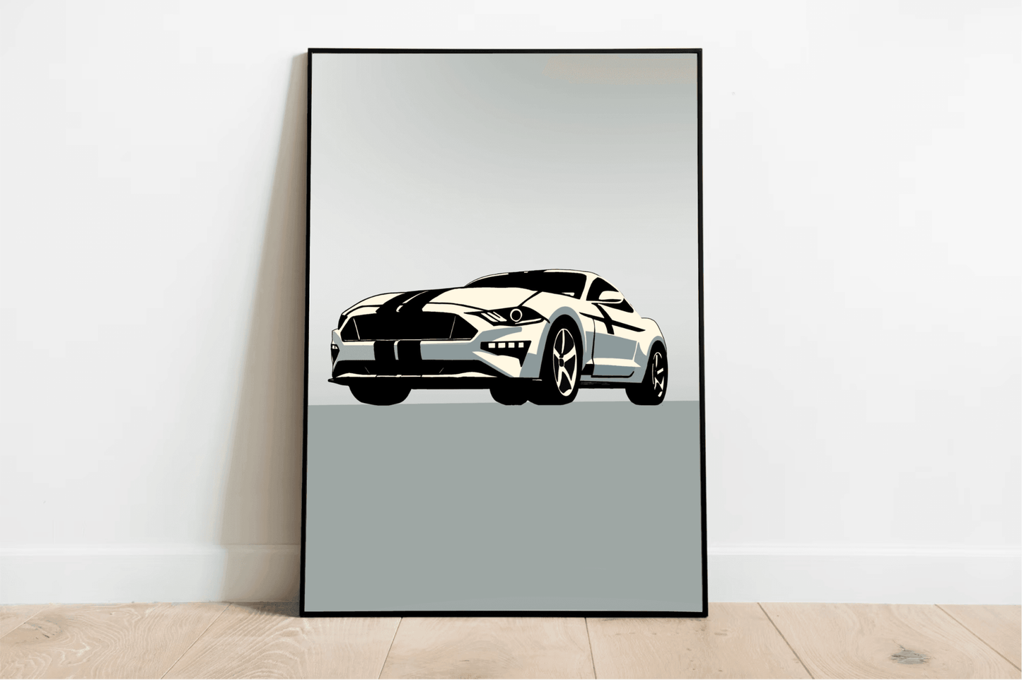 Modern Muscle Car Print – Sleek White Fastback Poster - mezetto KEOLIX KEOLIX