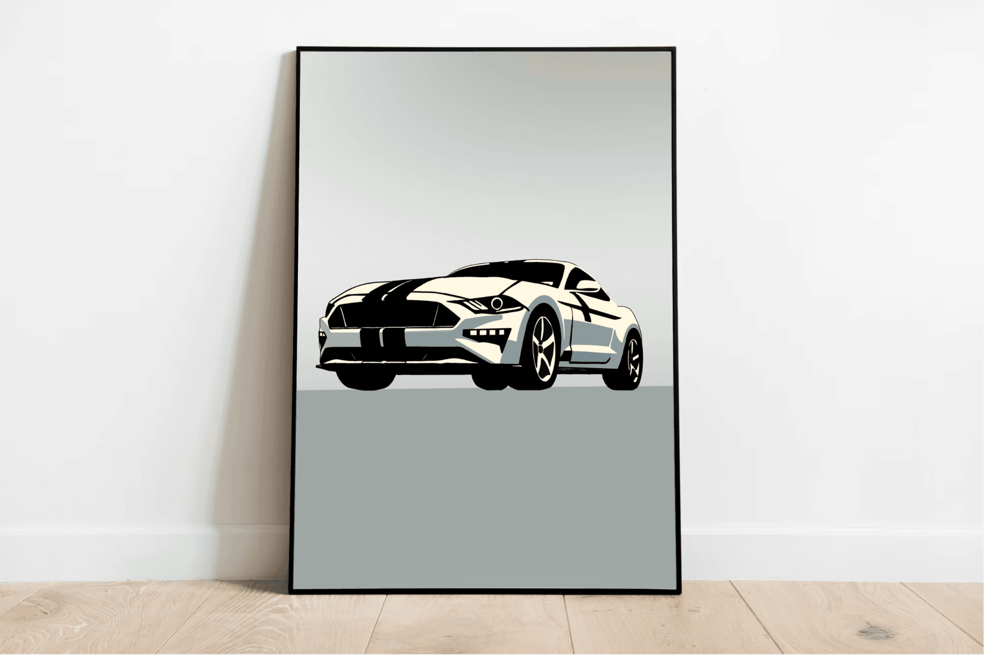 Modern Muscle Car Print – Sleek White Fastback Poster - mezetto KEOLIX KEOLIX