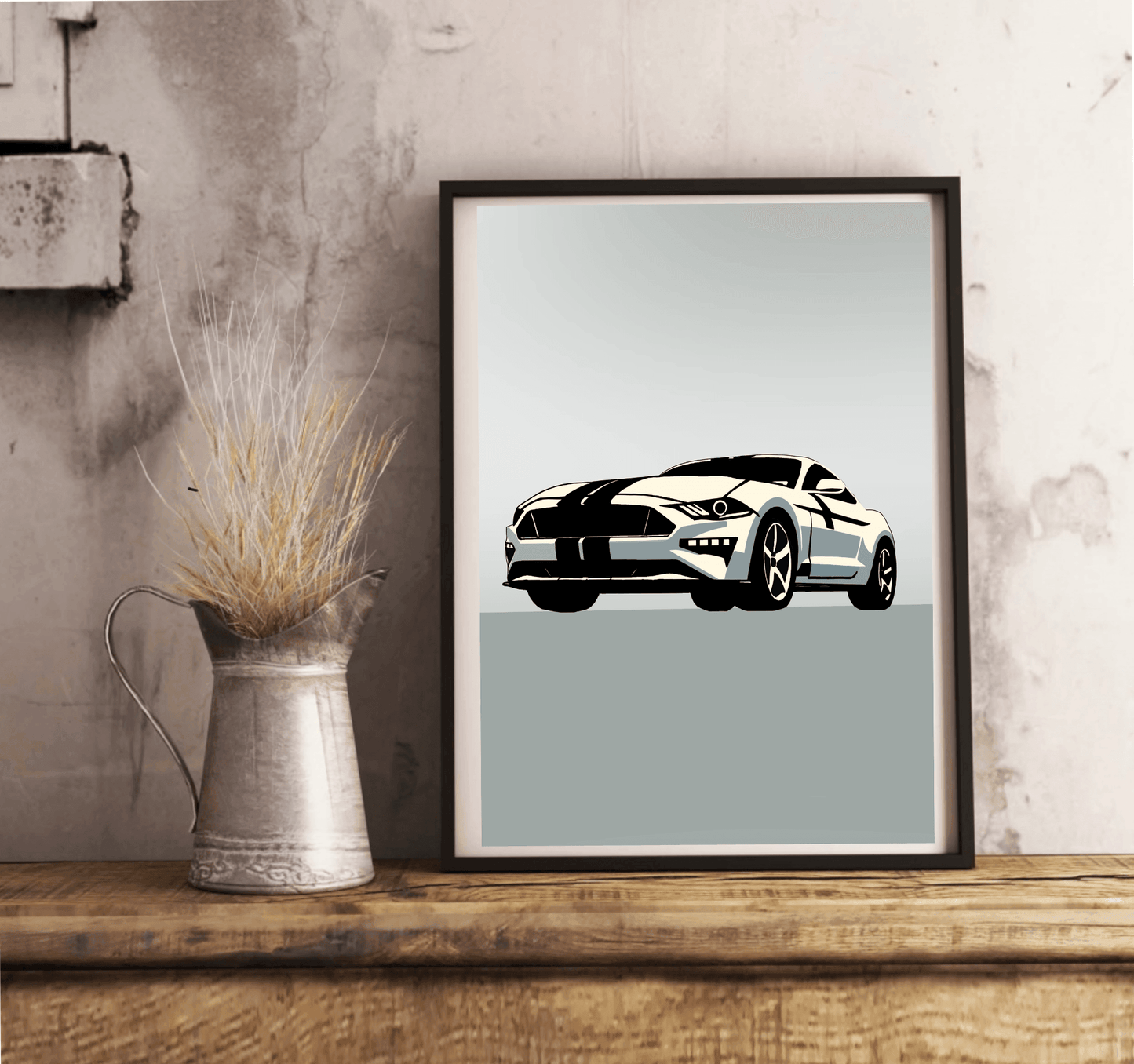 Modern Muscle Car Print – Sleek White Fastback Poster - mezetto KEOLIX KEOLIX