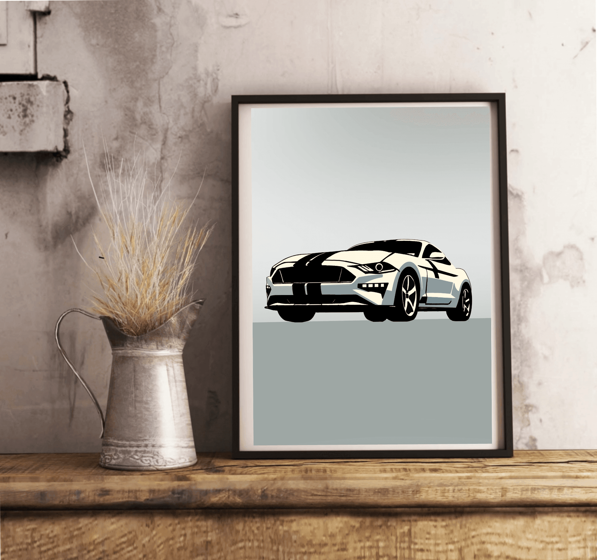Modern Muscle Car Print – Sleek White Fastback Poster - mezetto KEOLIX KEOLIX