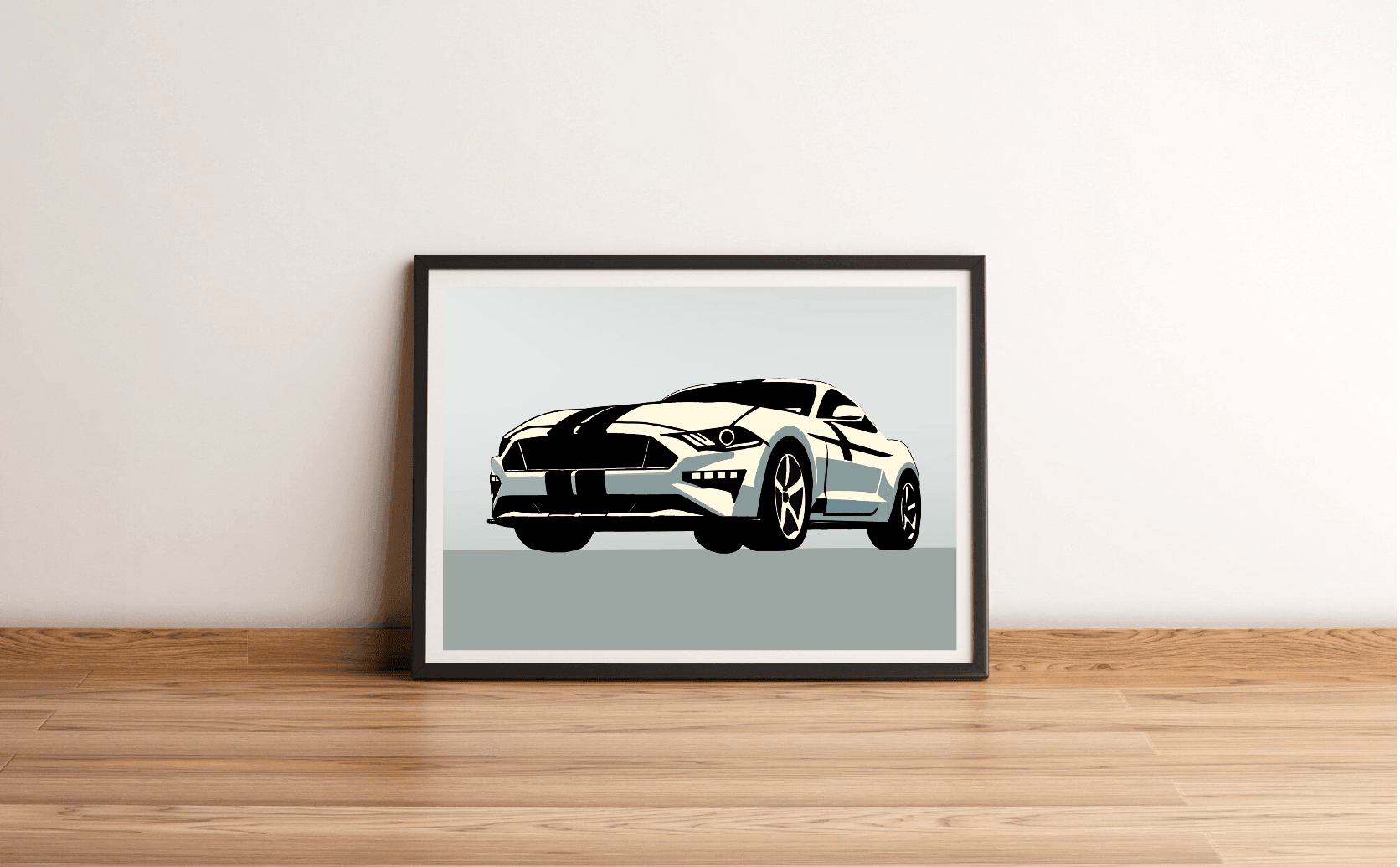Modern Muscle Car Print – Sleek White Fastback Poster - mezetto KEOLIX KEOLIX