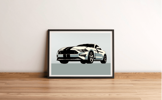 Modern Muscle Car Print – Sleek White Fastback Poster - mezetto KEOLIX KEOLIX