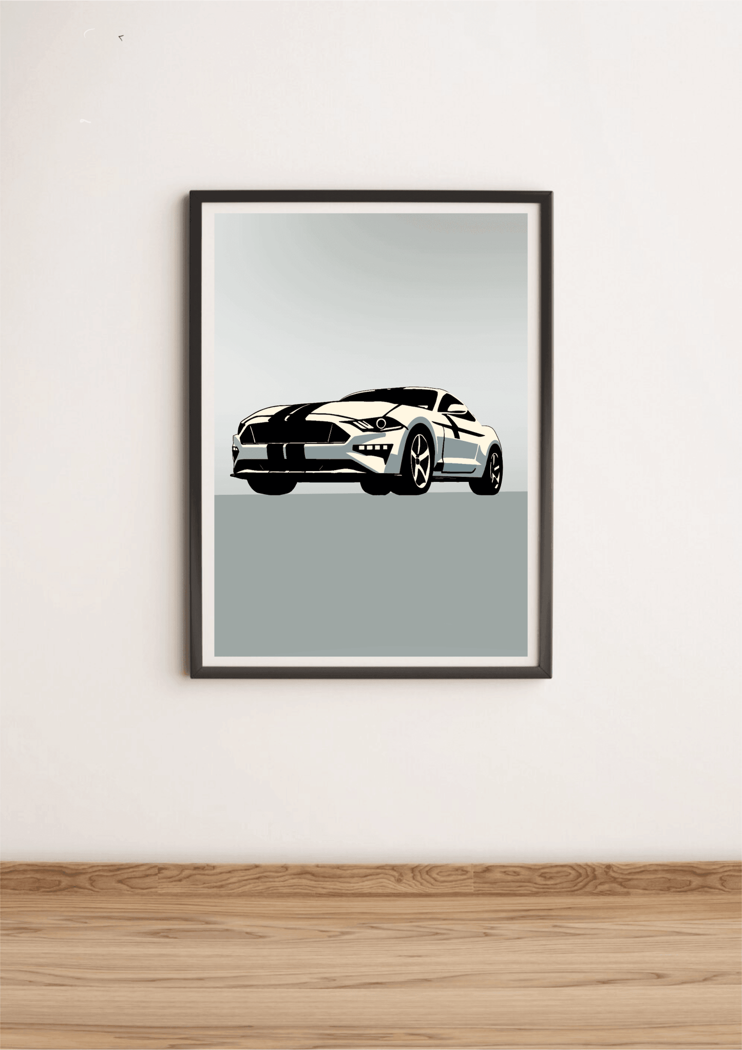 Modern Muscle Car Print – Sleek White Fastback Poster - mezetto KEOLIX KEOLIX
