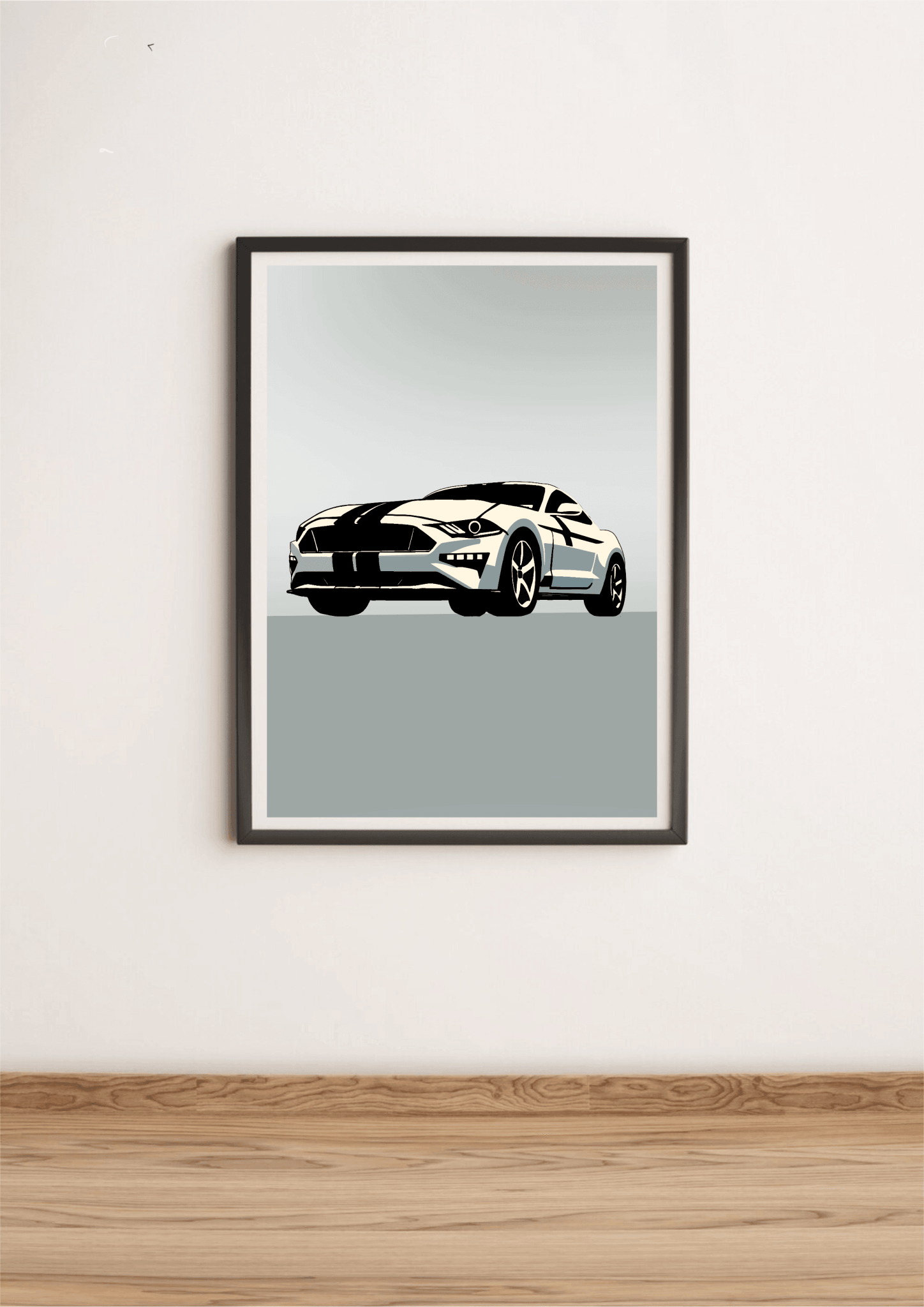 Modern Muscle Car Print – Sleek White Fastback Poster - mezetto KEOLIX KEOLIX