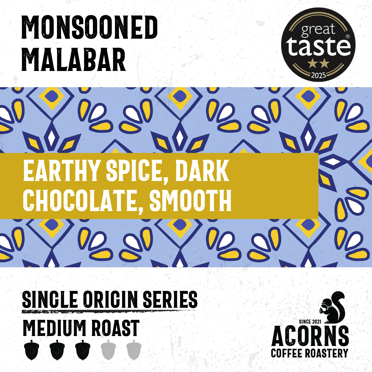 Monsooned Malabar Medium Roast - mezetto Acorns Coffee & Cake Acorns Coffee & Cake