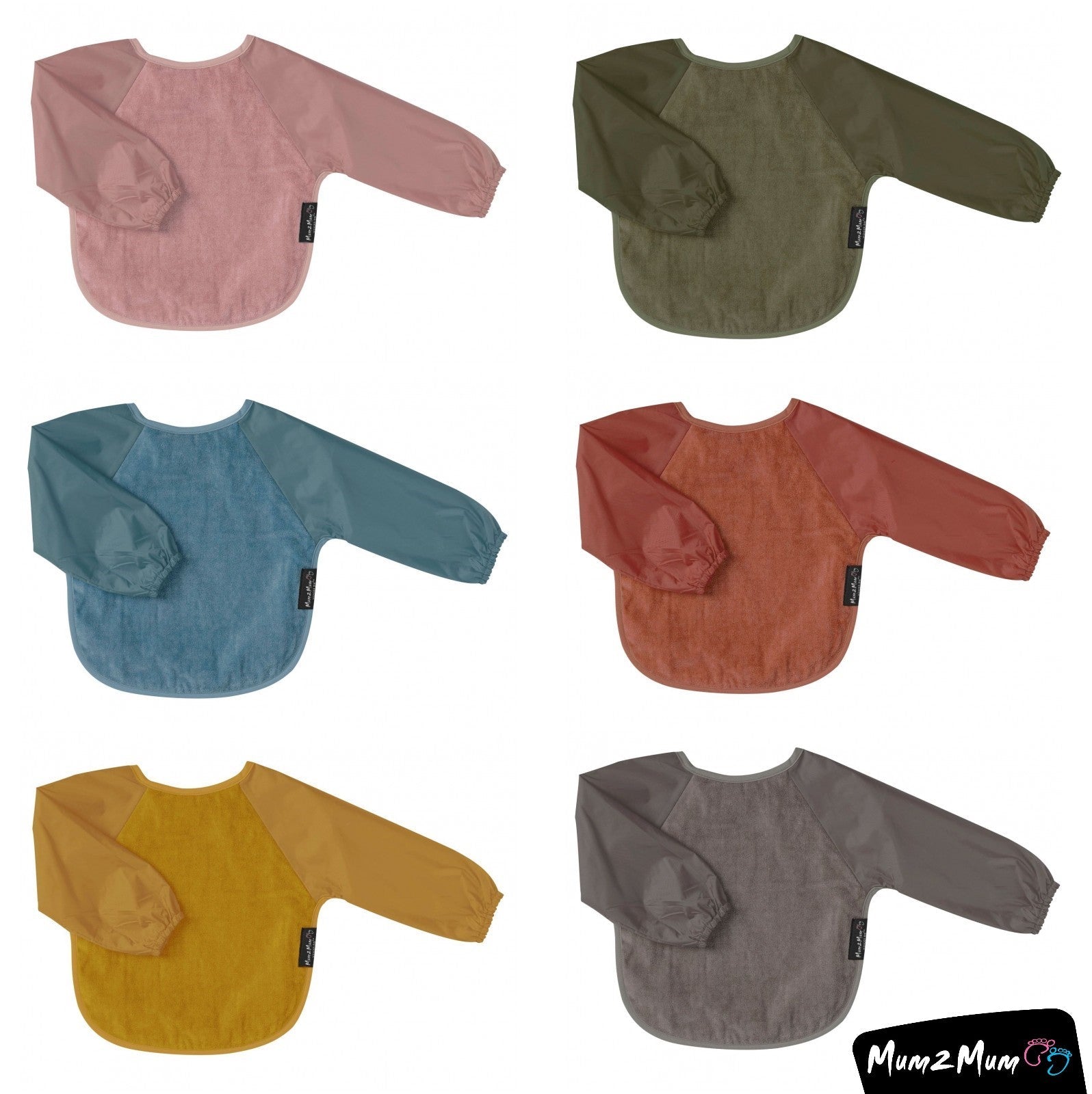Mum 2 Mum Sleeved Wonder Bib - Two Sizes, 15 Colours - mezetto Baby&More Baby&More