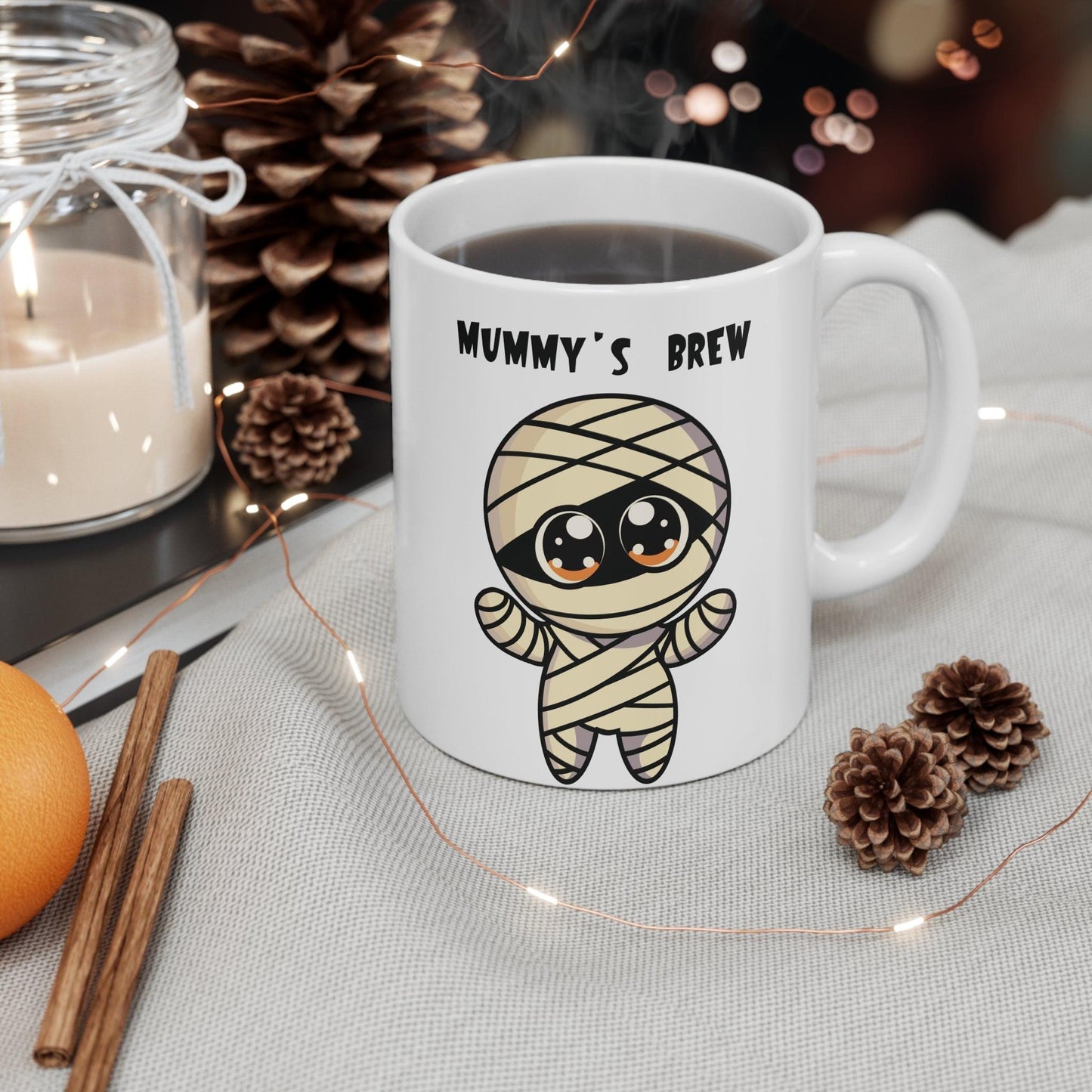 Mummy’s Brew – Cartoon Halloween Mummy Ceramic Mug (11 oz) - mezetto KEOLIX KEOLIX