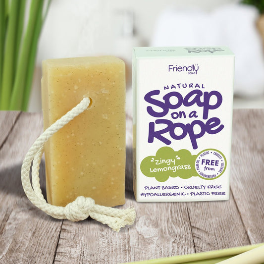 Natural Soap On A Rope - 'Zingy' Lemongrass 125g - mezetto Friendly Soap Friendly Soap