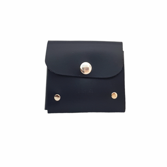 Handmade Leather Simple Coin Purse - Navy-0