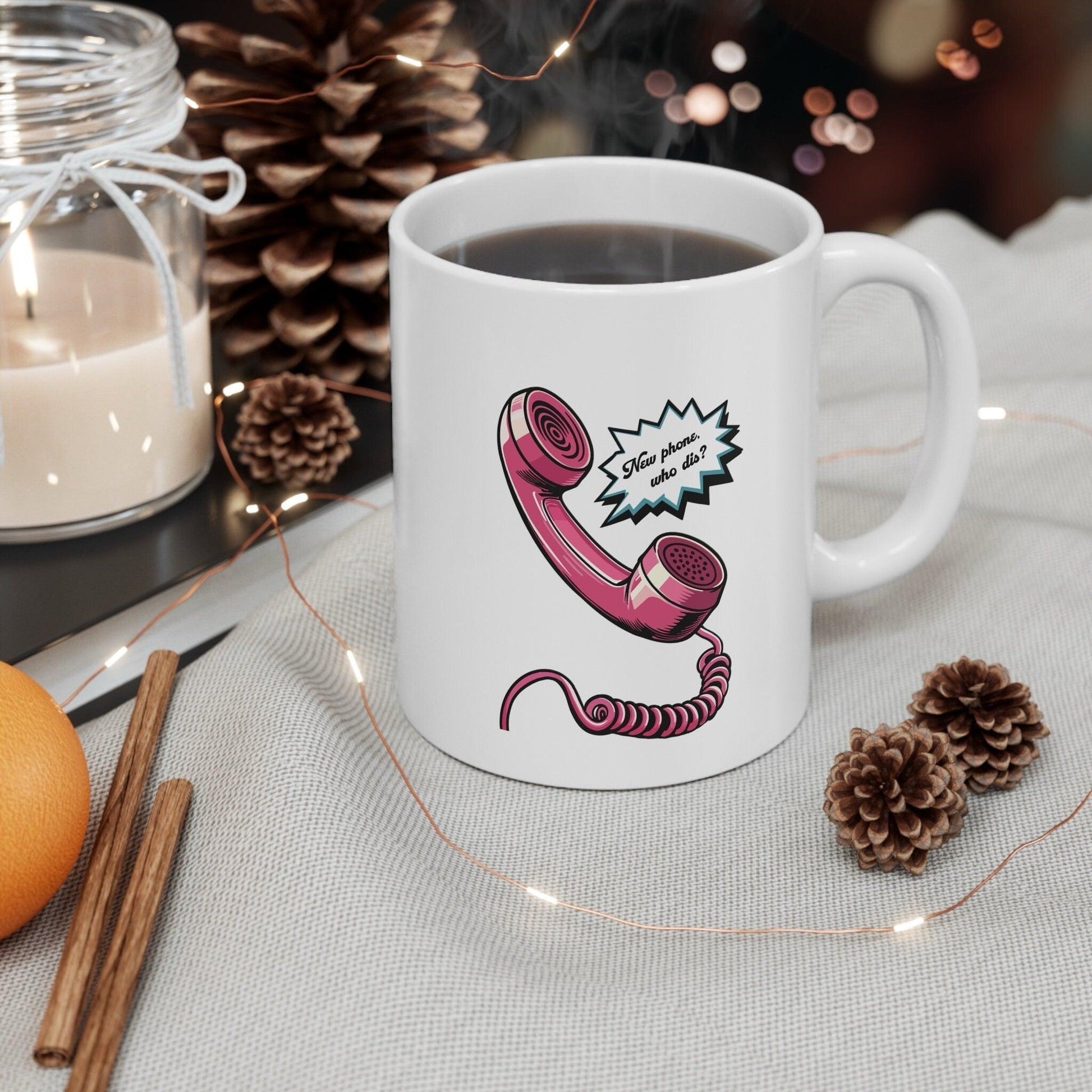New Phone, Who Dis? – Pink Retro - Phone Mug - mezetto KEOLIX KEOLIX