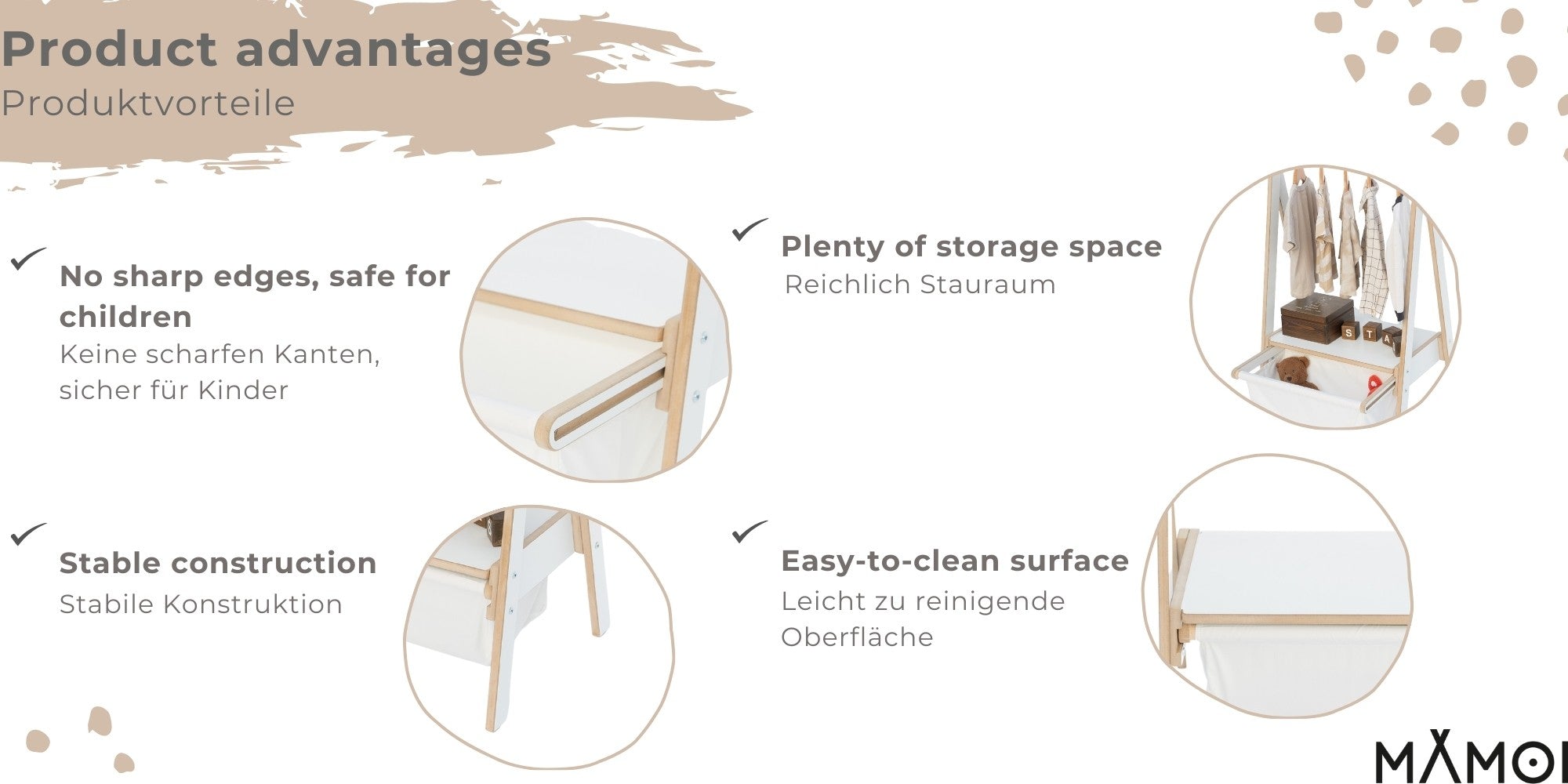 MAMOI® clothes rail for children's room | children's clothes rail children's clothes rack baby | coat rack | children's wardrobe | children's wardrobe-3