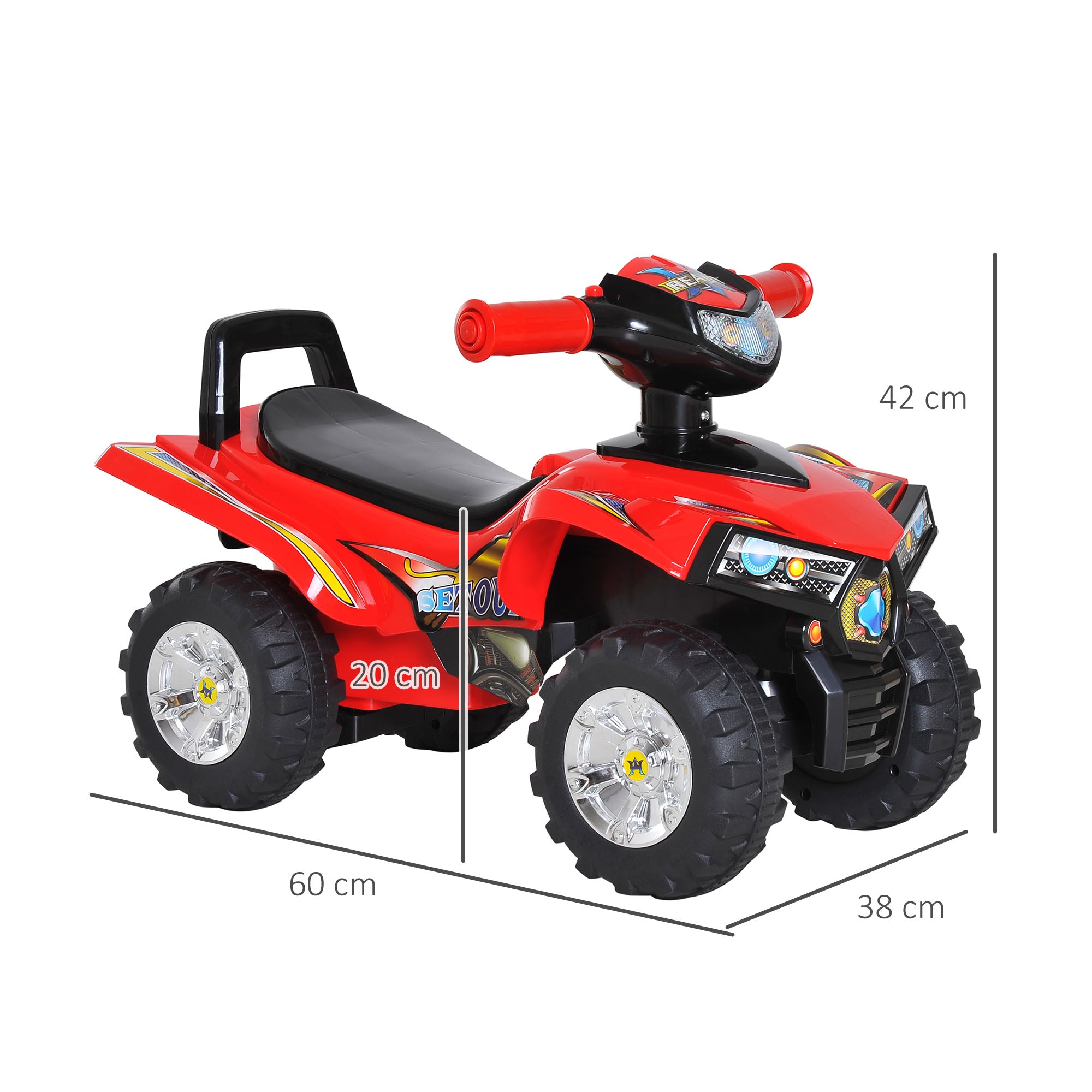 Kids Ride On Quad Bike, 60Lx38Wx42H cm in Red | HOMCOM-1
