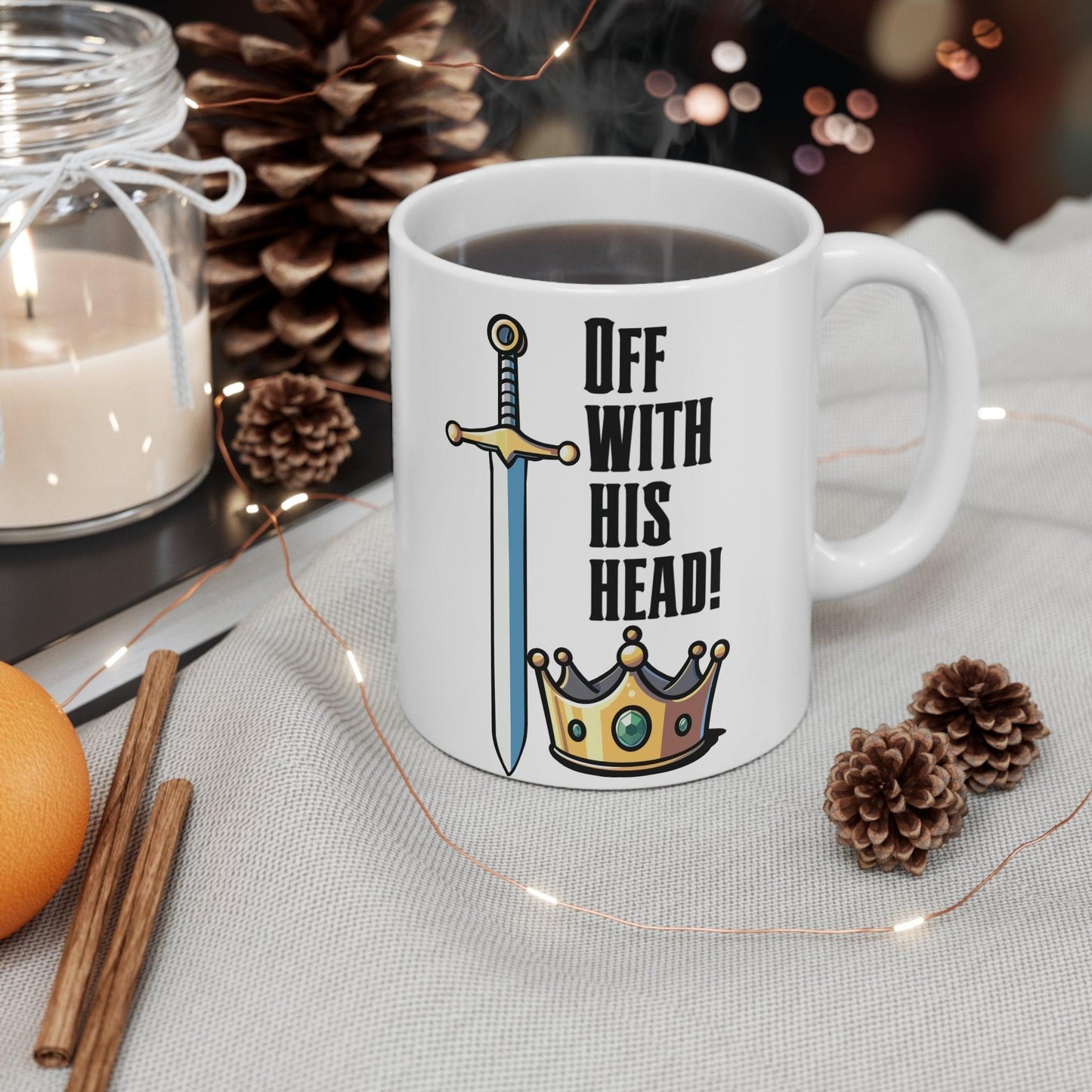 Off with His Head” Sword & Crown Mug | Bold 11 oz Gift - mezetto KEOLIX KEOLIX