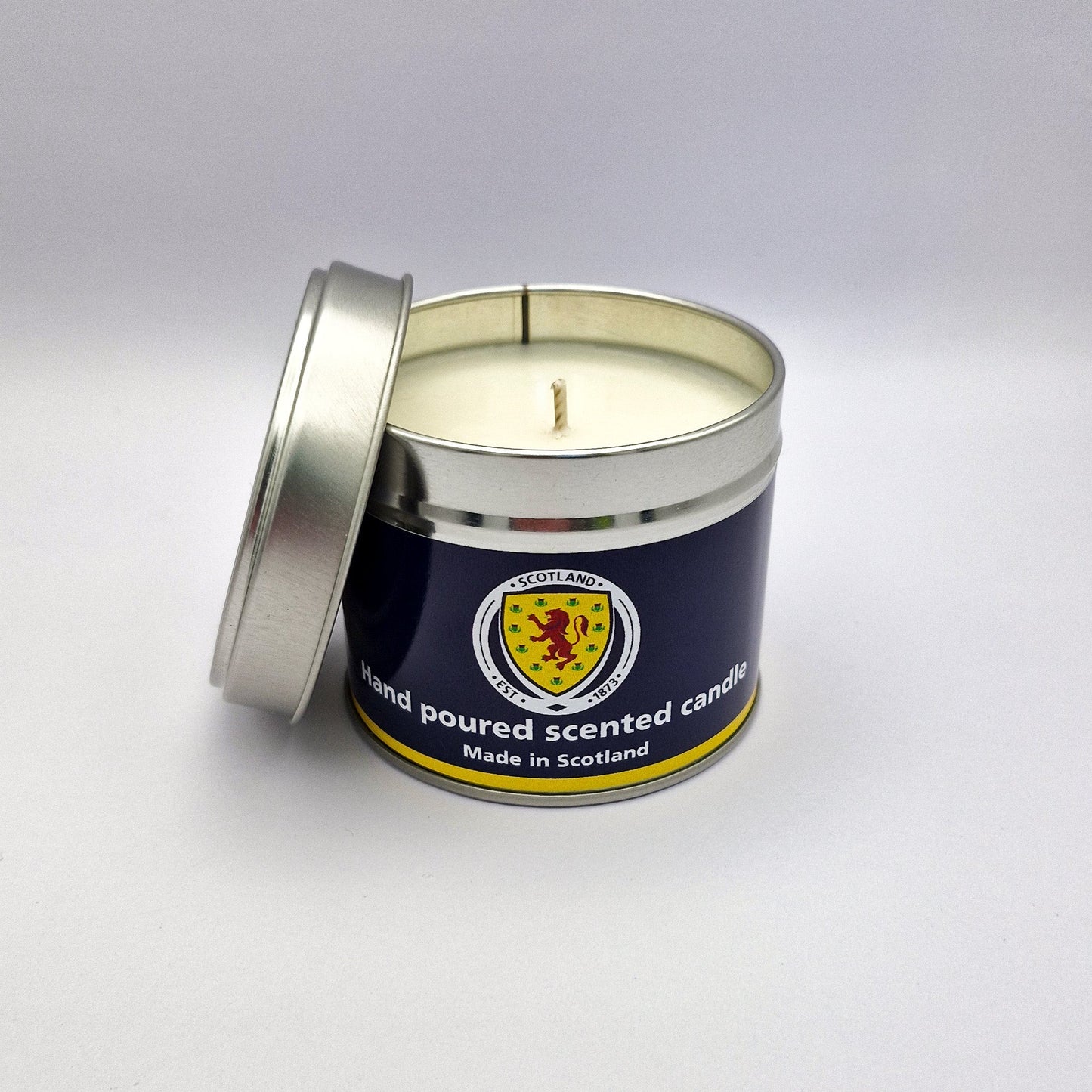 Official Scotland National Football Team Travel Tin Candle - mezetto Shopify Collective The Stirling Candle Company