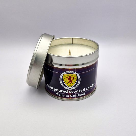 Official Scotland National Football Team Travel Tin Candle - mezetto Shopify Collective The Stirling Candle Company