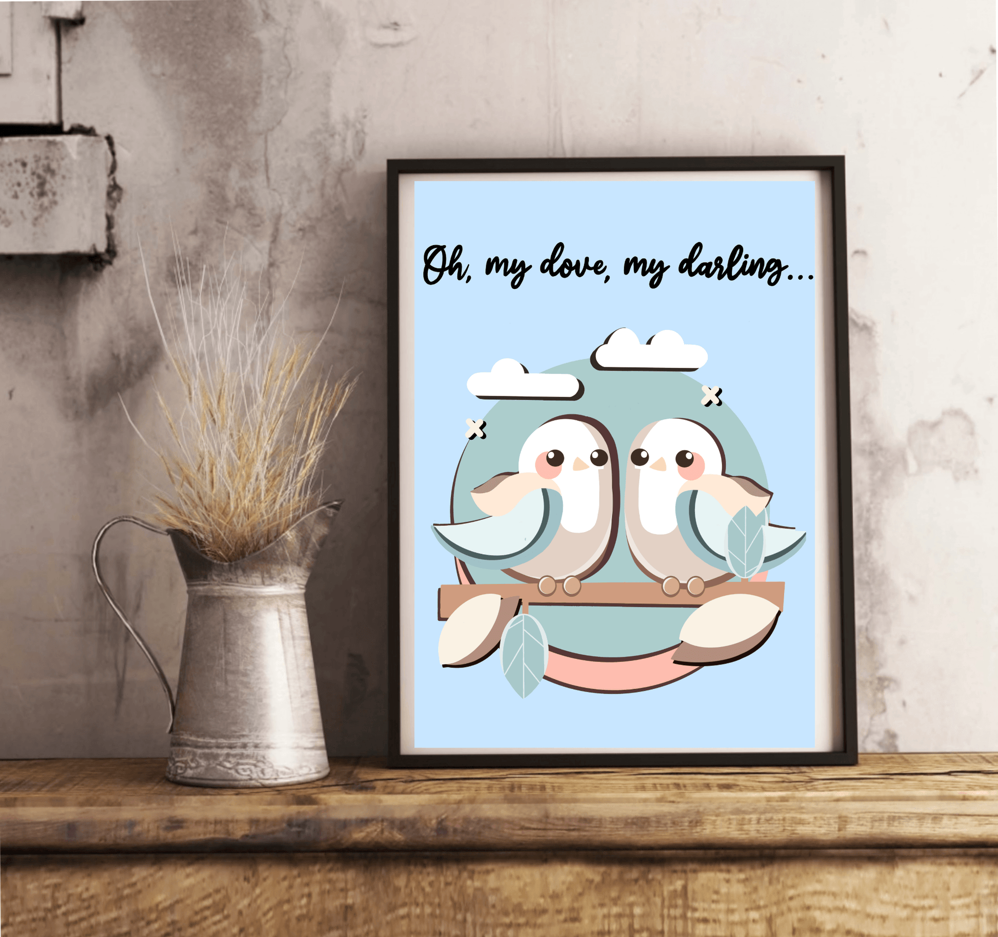 Oh My Dove, My Darling – Romantic Bird Love Art Print - mezetto KEOLIX KEOLIX