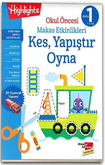 Okul Öncesi Makas Etkinlikleri Kes, Yapıştır, Oyna 1. Seviye