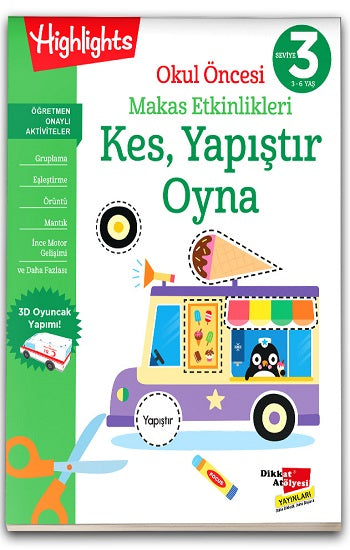 Okul Öncesi Makas Etkinlikleri Kes, Yapıştır, Oyna 3. Seviye