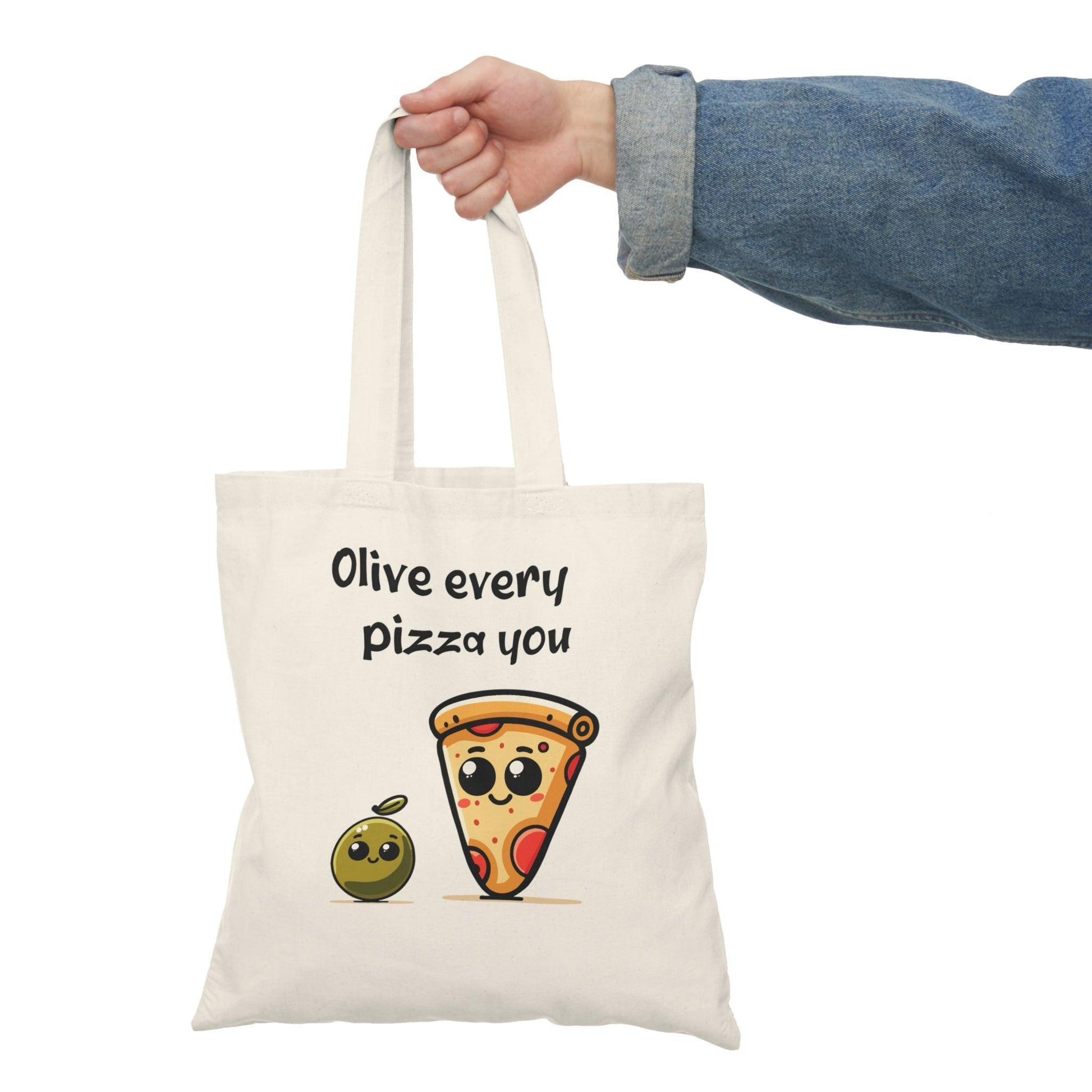 Olive Every Pizza You Tote Bag – Punny Cartoon Design - mezetto KEOLIX KEOLIX