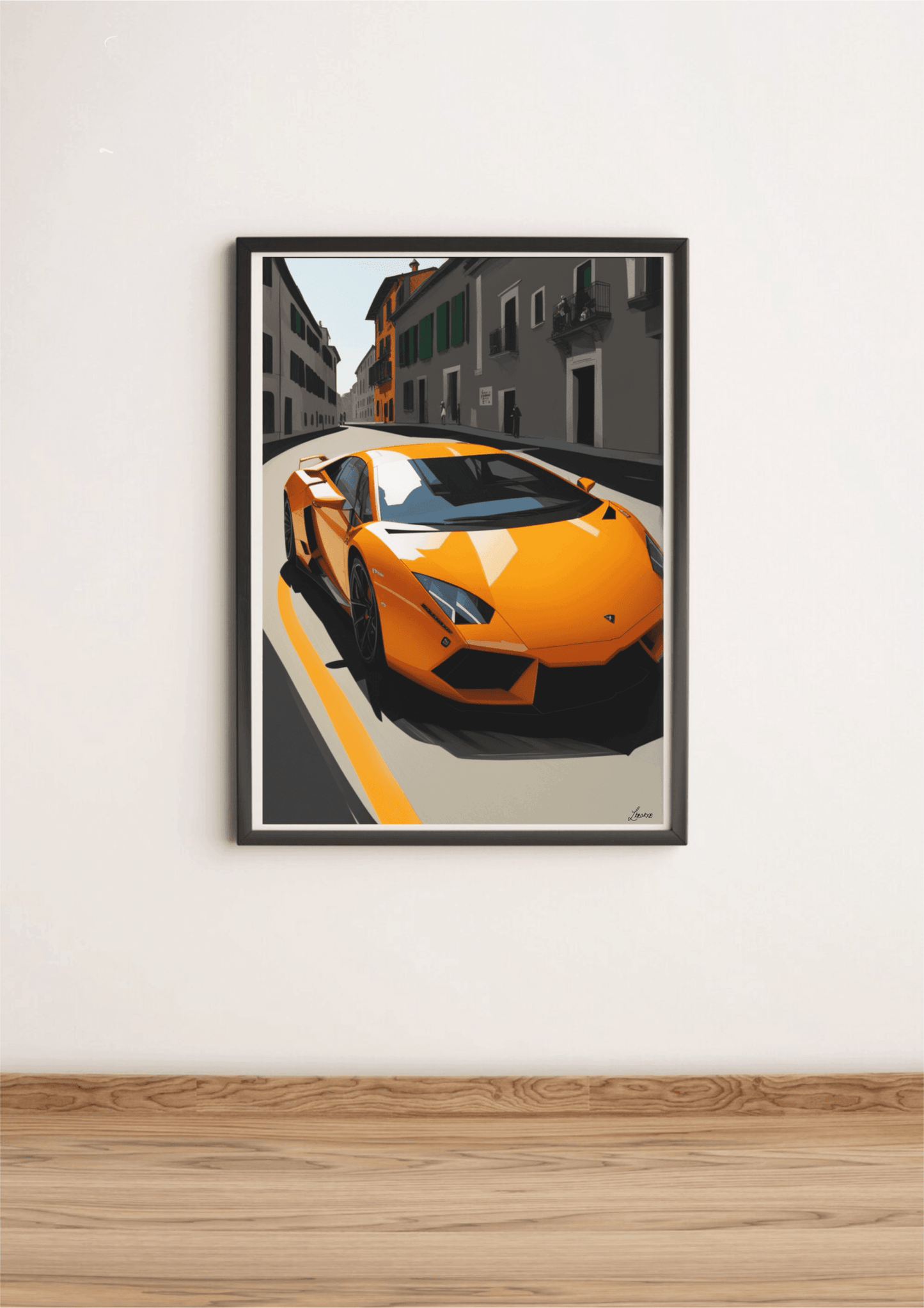 Orange Supercar Art Print | Italian Backdrop - mezetto KEOLIX KEOLIX