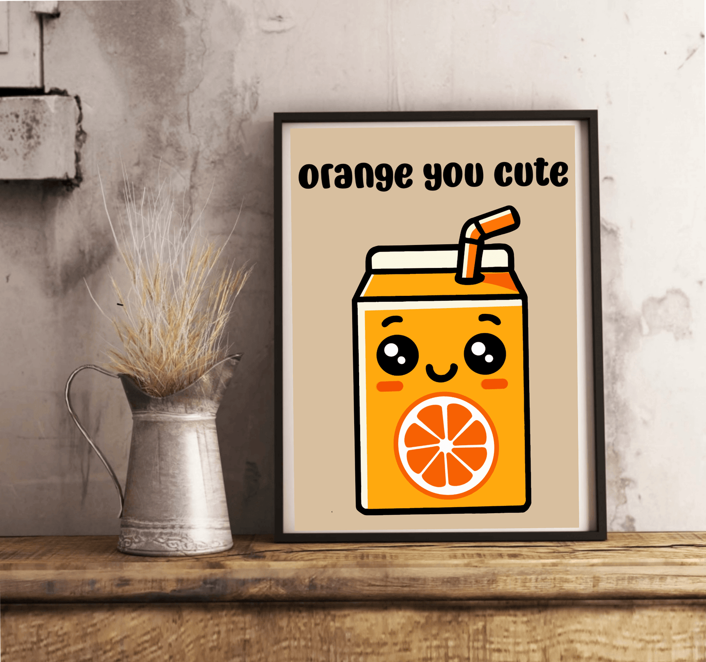 Orange You Cute Art Print – Fun Fruit Pun Wall Decor - mezetto KEOLIX KEOLIX