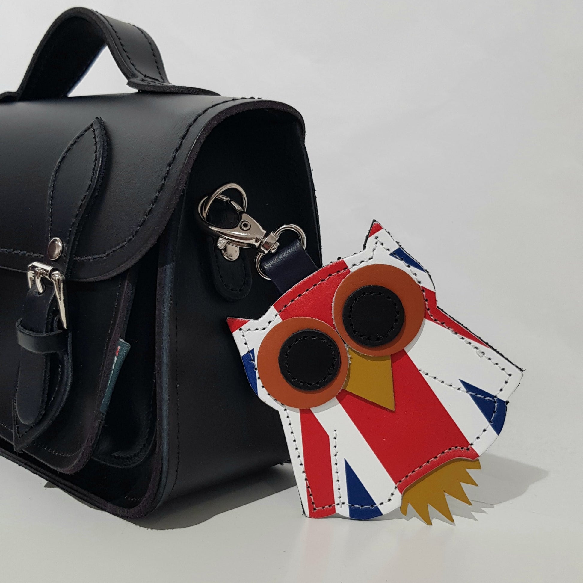 Owl bag charm - Union Jack - Navy Blue-1